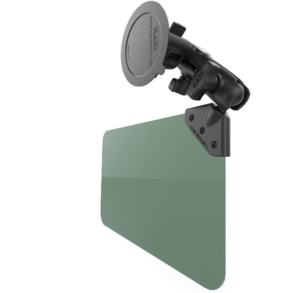 RAM B-166-326-VIS-G1U Dark Green Sun Visor with 1 Ball & Suction Cup Mount - Perfect for Boats, RVs, and Off-Road Vehicles