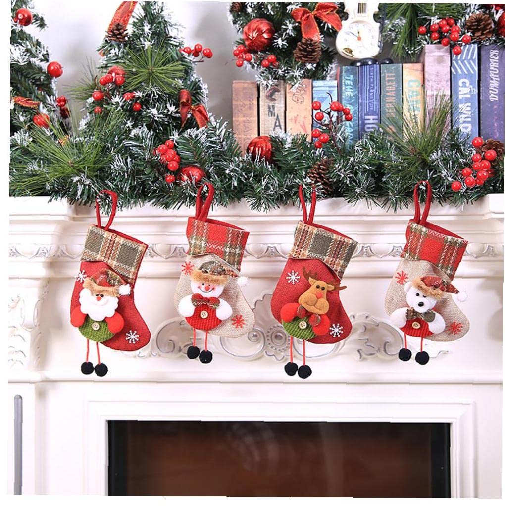 Zonster 4-Piece Christmas Stocking Set - Mini Santa Claus Socks for Candy & Gifts, Xmas Tree Hanging Decorations - Perfect for Holiday Decor, Stocking Stuffers & Festive Home Decor