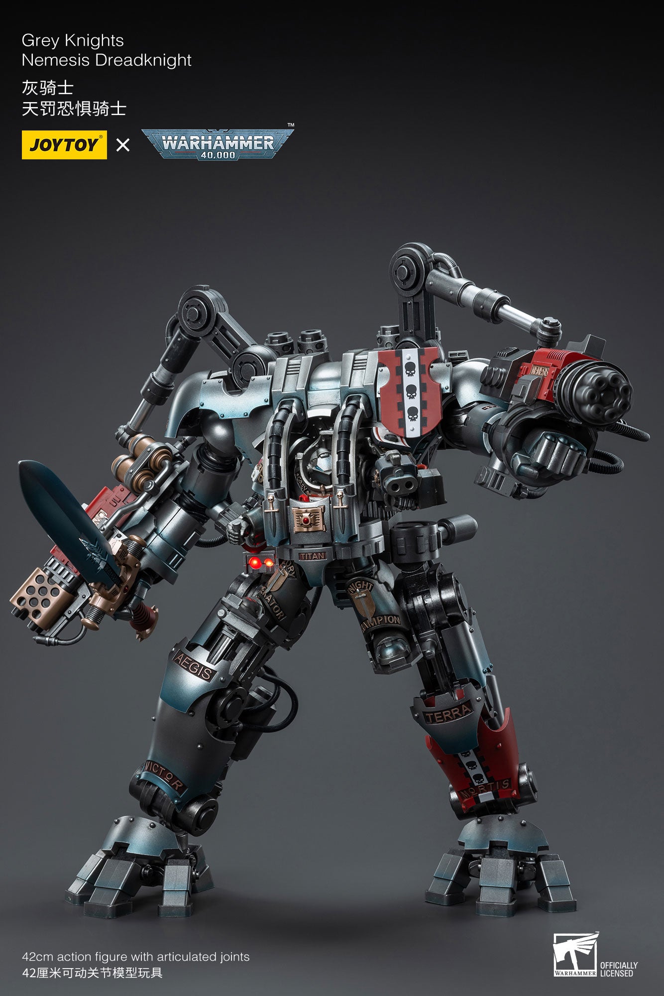 Pre-Order 1/18 JOYTOY Warhammer 40K Grey Knights Nemesis Dreadknight Action Figure Set - Reissue Edition | Collectible Model for Warhammer Fans & Tabletop Gaming Scenes