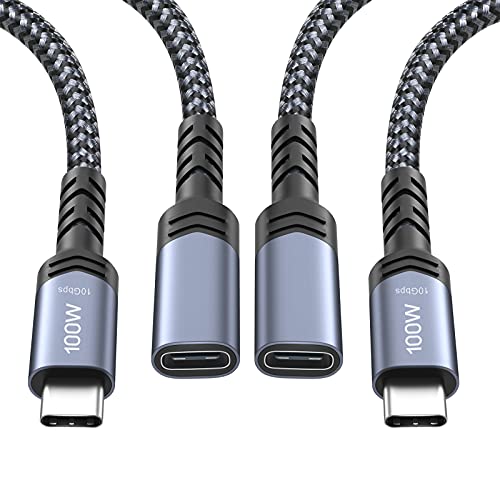 OKRAY 2-Pack 3Ft USB 3.2 Gen 2 Type C Extension Cable - 10Gbps High Speed & 100W Fast Charging - USB-C Male to Female Extender for MacBook Pro/Air, Dell XPS, USB-C Hubs - Perfect for Home Office & Travel Charging Setup