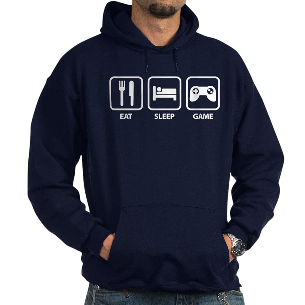 Eat Sleep Game Hoodie - Dark Grey Pullover Sweatshirt for Gamers | Comfortable & Stylish Gaming Apparel for Men & Women | Perfect for Gaming Sessions, Lounge Wear & Casual Outfits