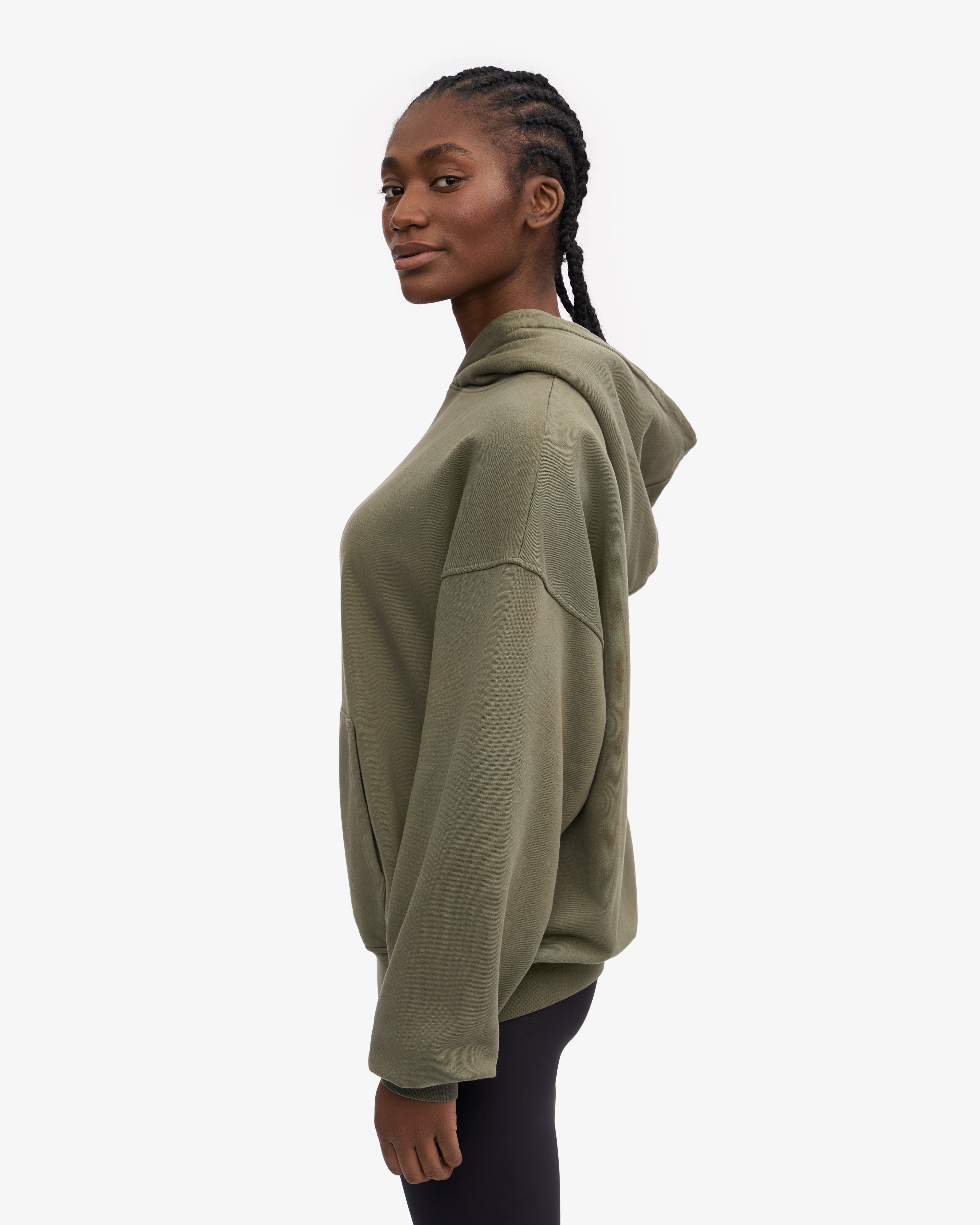 Organic Oversized Hoodie for Women - Soft & Cozy Pullover Sweatshirt - Dusty Olive Green - Perfect for Casual Wear, Lounge & Outdoor Activities