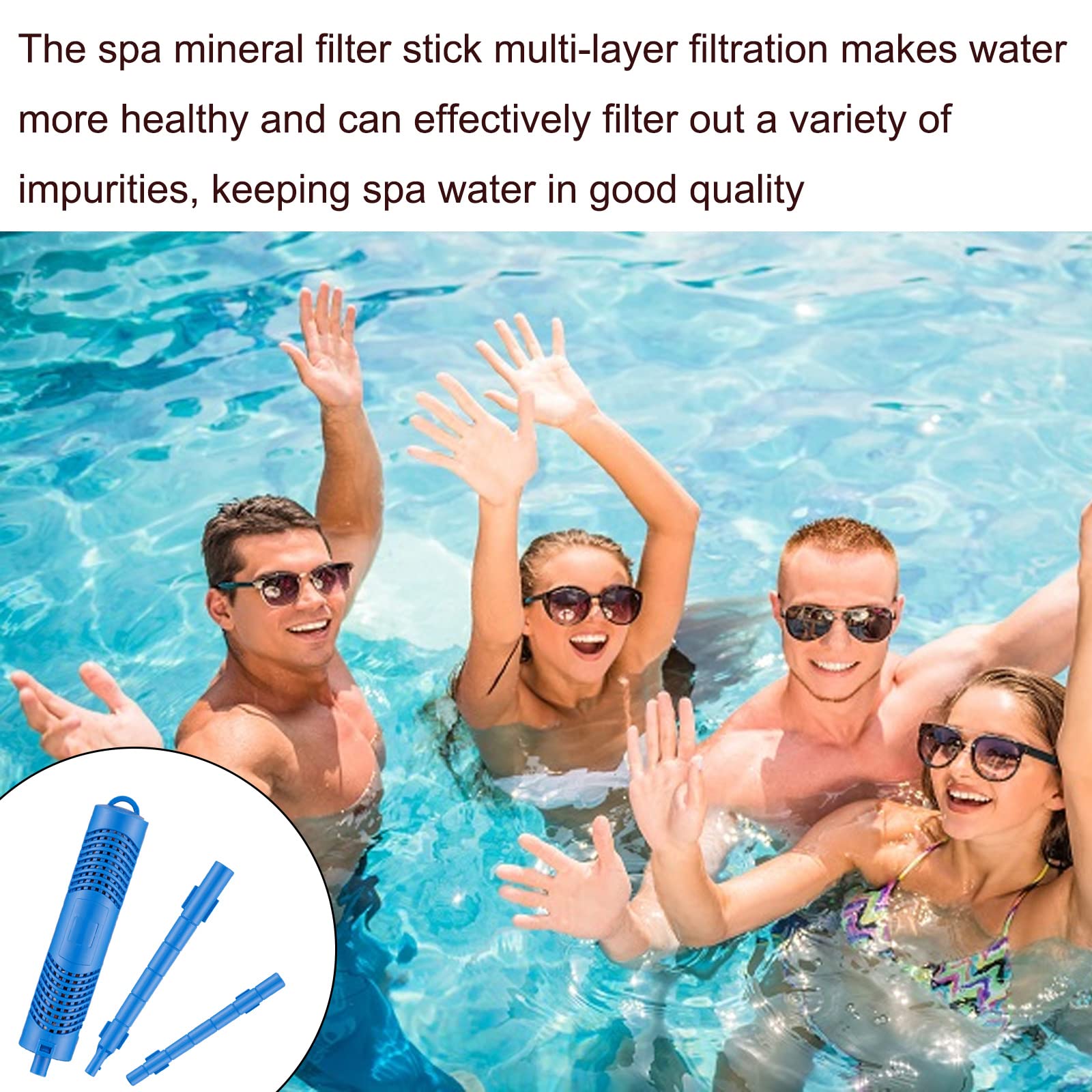 Mineral Purifier Sticks for Hot Tub, Spa, Swimming Pool & Fish Pond Filter Cartridge – 4-Month Longevity, Compatible with All Flow Rates (Blue, 2-Pack) – Ideal for Water Purification in Home Spas, Pools & Aquatic Environments