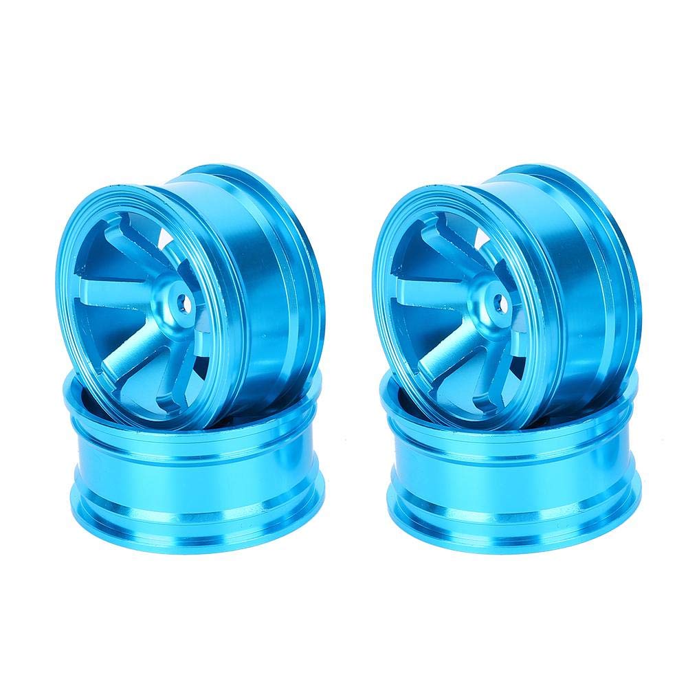Shanbor 1/10 Scale RC Car Wheels - Aluminum Alloy CNC Machined 6-Spoke Blue Rims for RC Drift, Racing & Remote Control Vehicles | Durable Off-Road & Track Performance Accessories