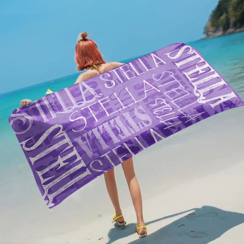 Custom Personalized Beach Towel for Adults - Sand Free, Oversized 30x60 Inch, Lightweight Microfiber - Quick Dry Pool Towel with Name Embroidery (Light Purple) - Perfect for Beach, Pool, Vacation & Outdoor Activities