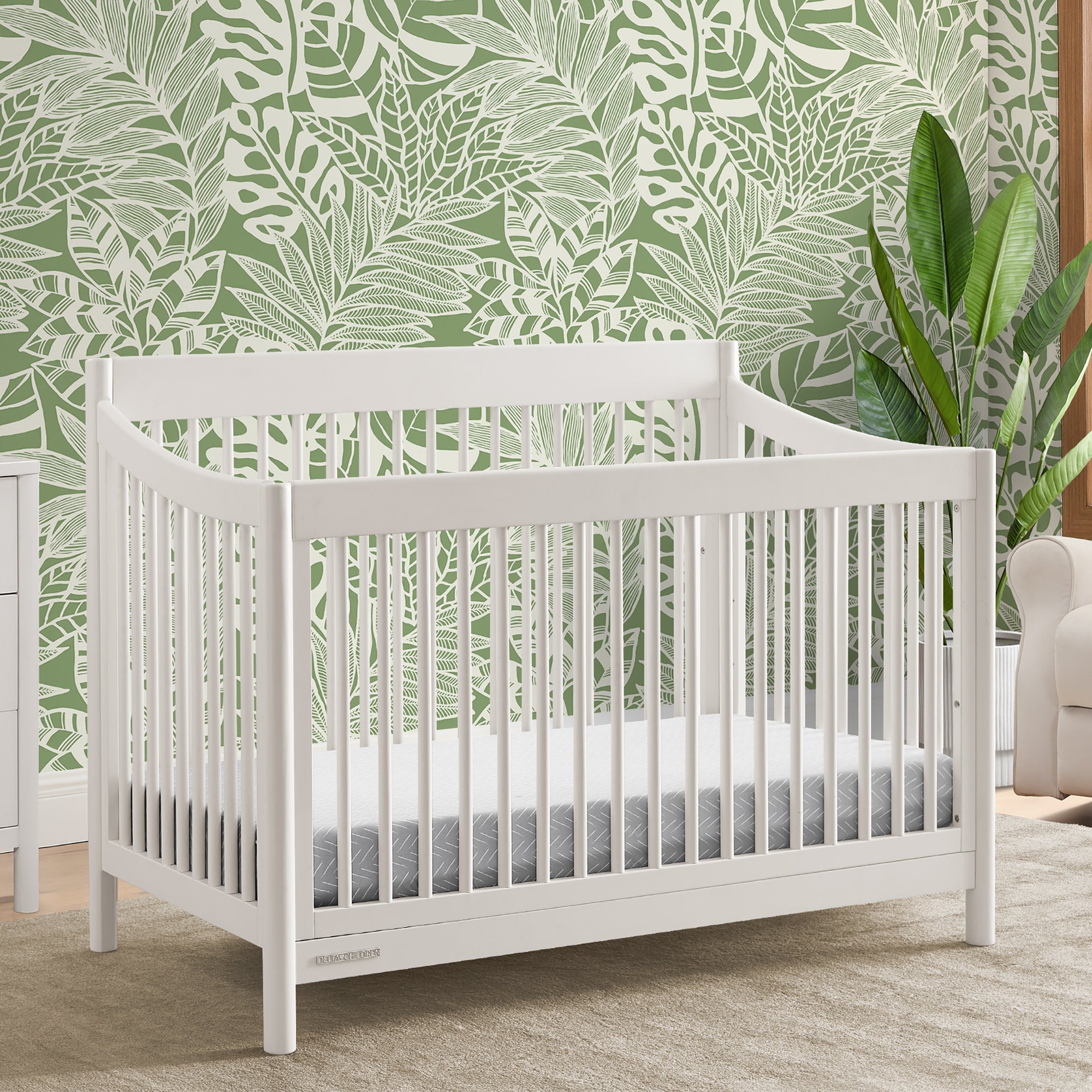 Brooks 6-in-1 Convertible Baby Crib - White Nursery Furniture for Newborn to Toddler Bed - Perfect for Nursery, Bedroom & Daycare Use
