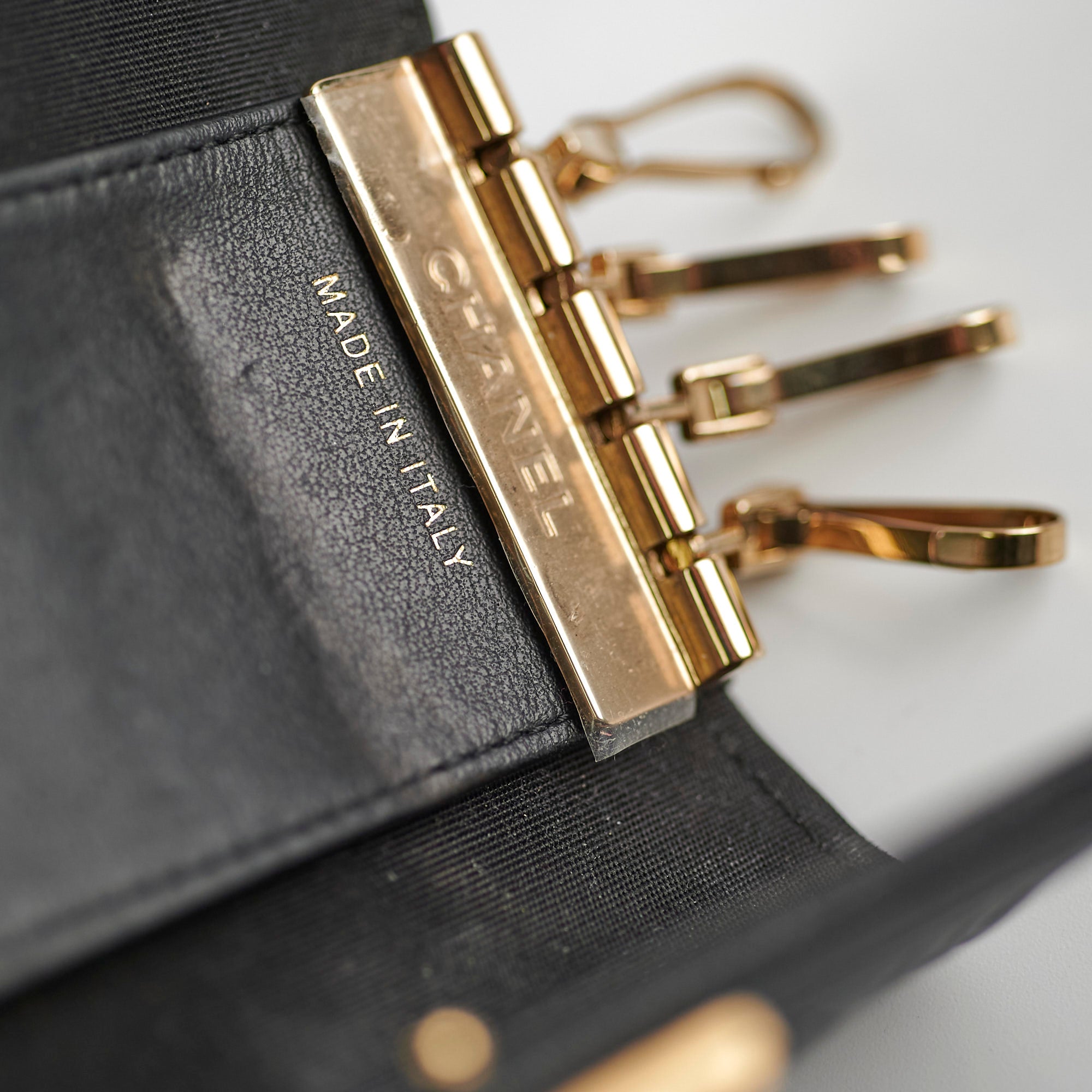 Chanel Caviar Leather Boy Key Holder - Black Luxury Keychain for Women | Perfect for Keys, Cards & Everyday Essentials