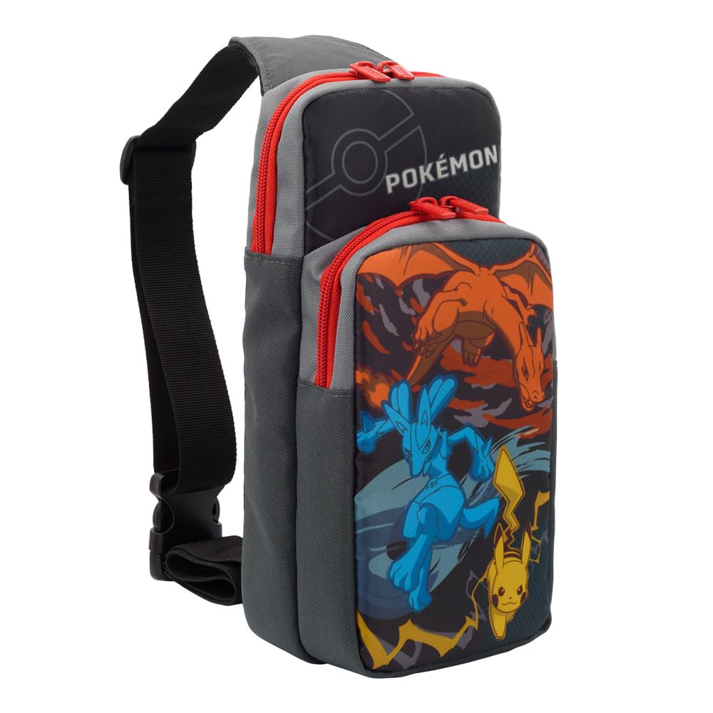 HORI Official Licensed Nintendo & Pokémon Adventure Pouch for Nintendo Switch & OLED Model - Pikachu, Charizard & Lucario Design - Perfect for Travel, Gaming Storage & Protection