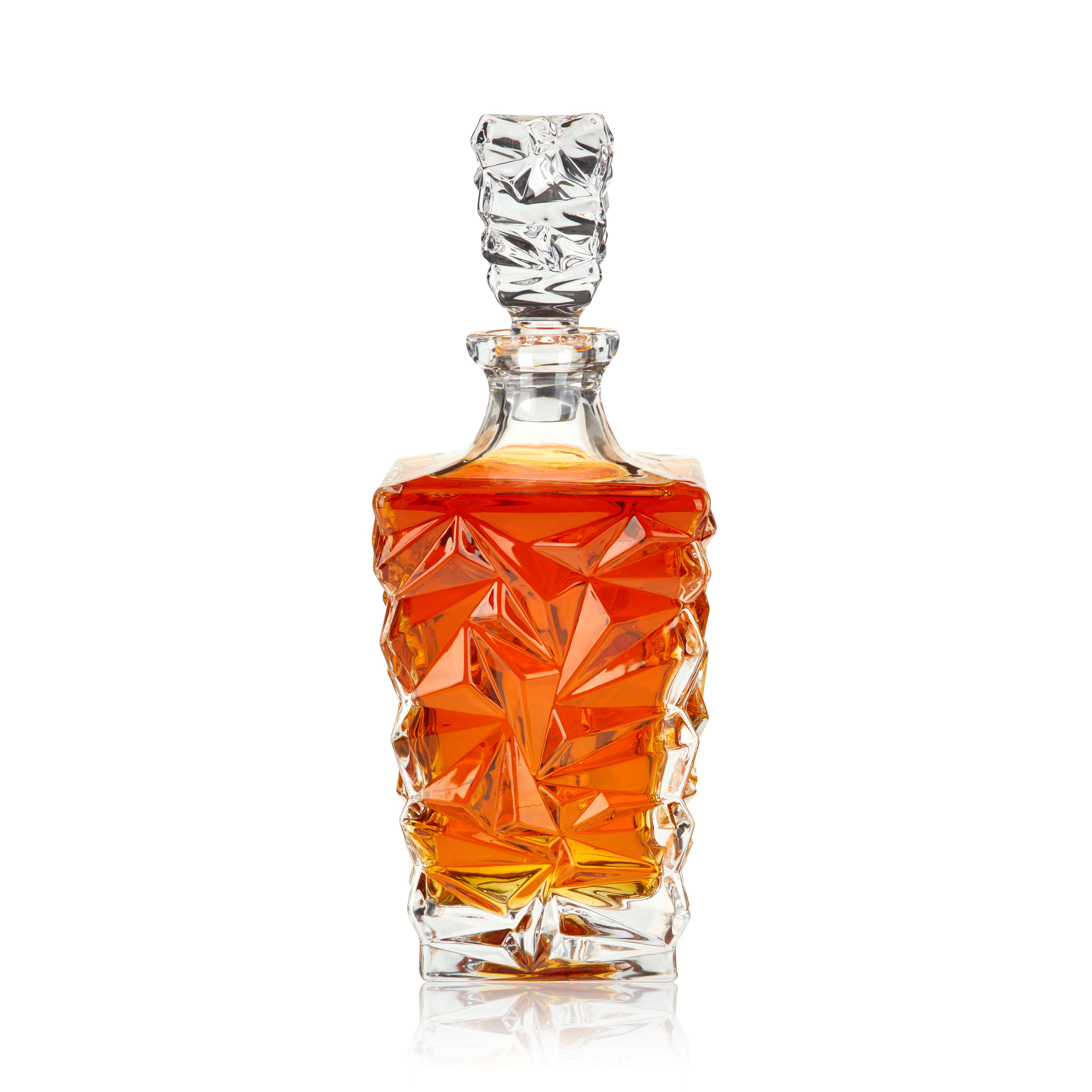 Premium Prism Crystal Whiskey Decanter Set - Elegant Glass Liquor Carafe with Stopper for Bourbon, Scotch & Wine - Perfect for Home Bars, Weddings & Gifts