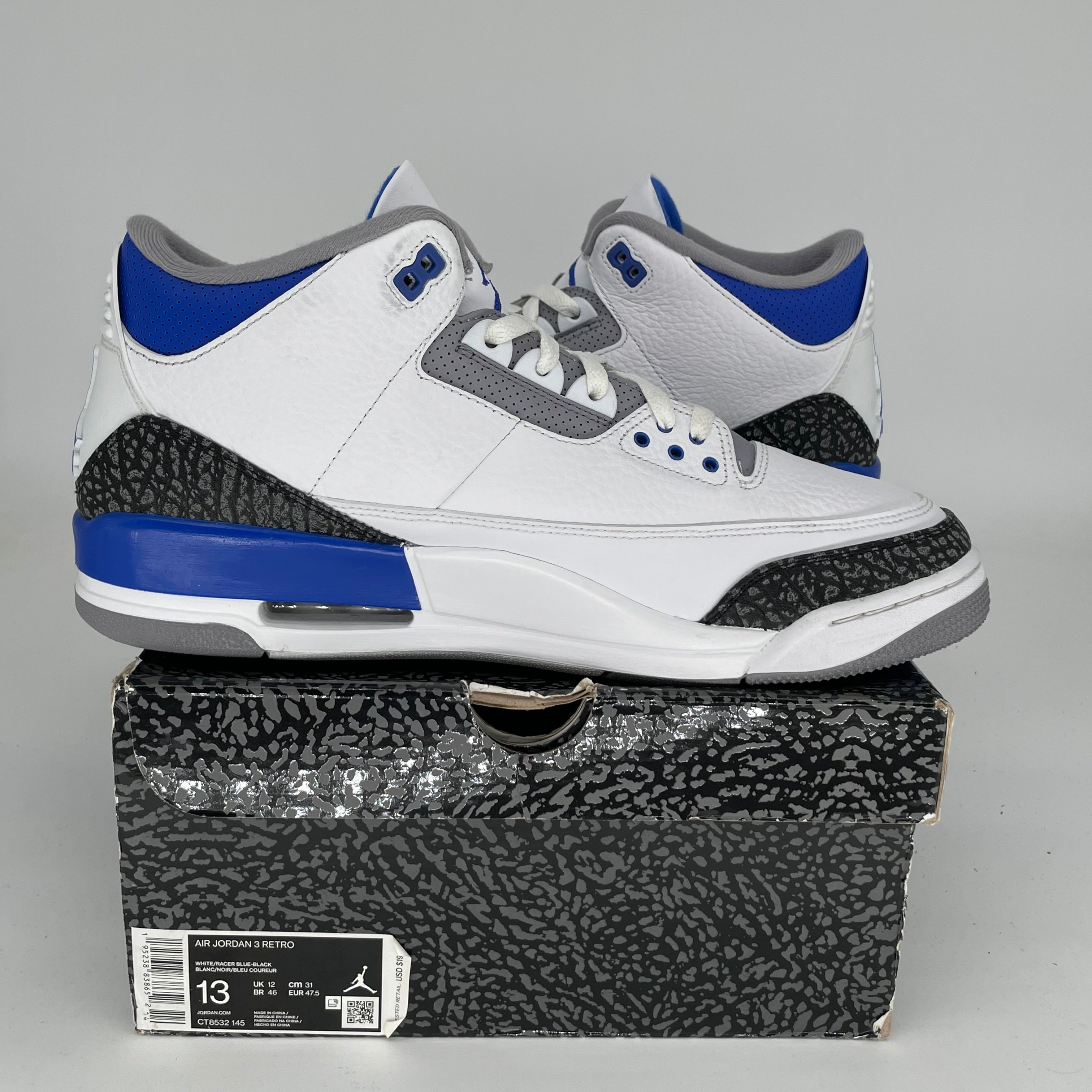 AIR JORDAN 3 RACER BLUE Men's Basketball Shoes Size 13 - Retro Style Sneakers CT8532-145 | Perfect for Streetwear, Gym & Casual Outfits
