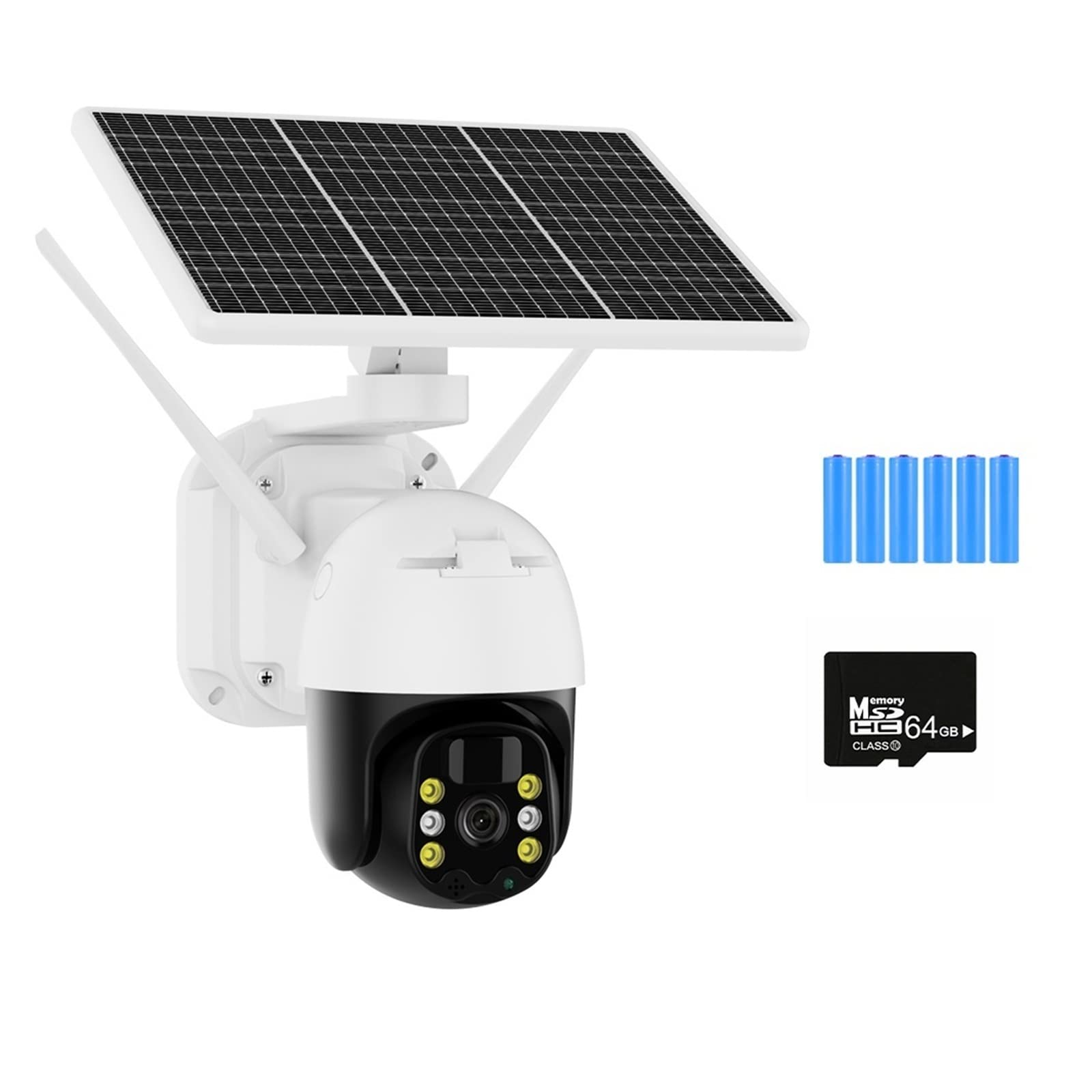 4G Solar Security Camera Outdoor - 1080P HD Wireless PTZ IP Camera with 5W Solar Panel, Built-in Battery & PIR Motion Detection (WiFi + 64GB) for Home Surveillance, Farm Monitoring & Property Protection
