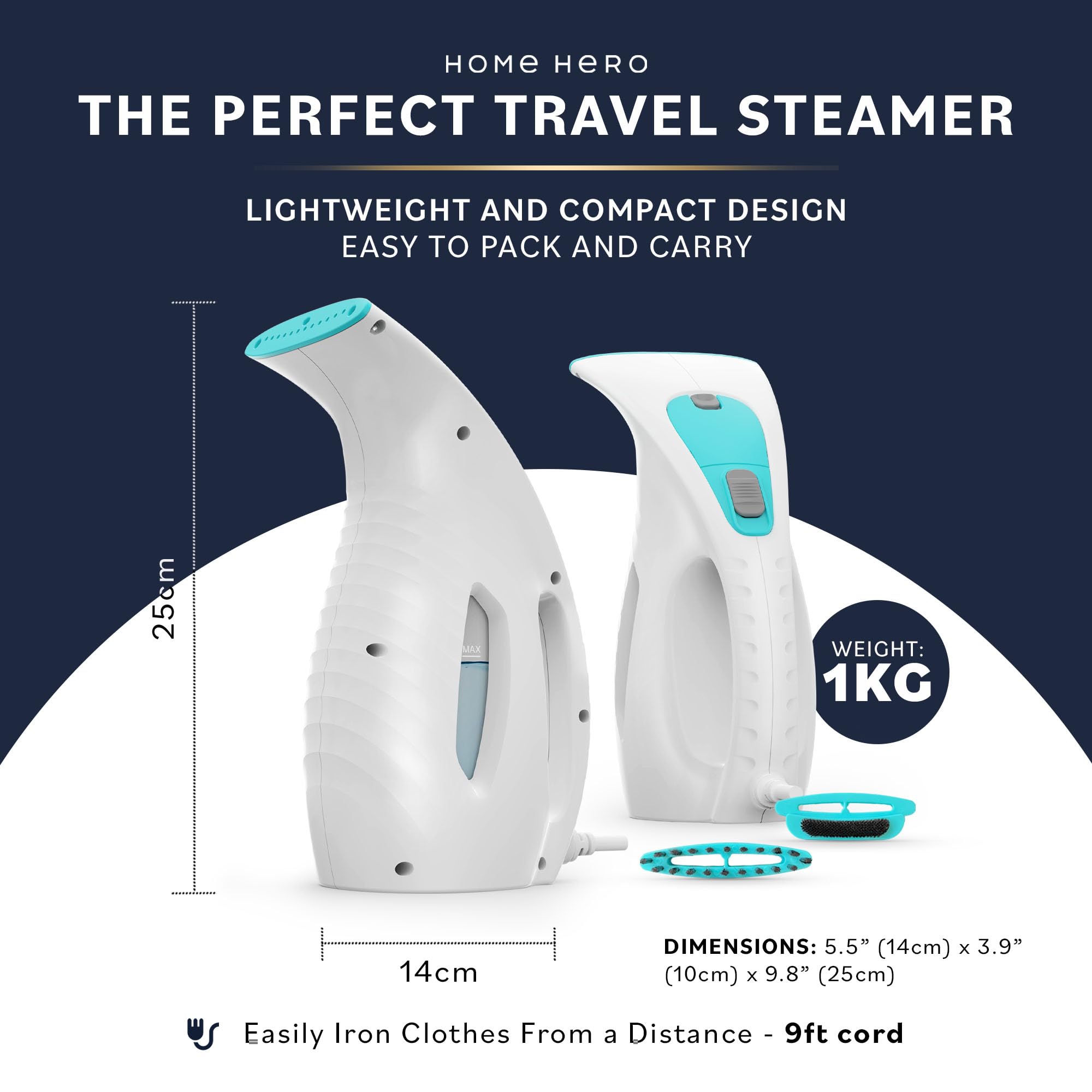 Portable Handheld Clothes Steamer - 3-in-1 Travel Garment Steamer with 180ml Tank, Wrinkle Remover & Fabric Refresher (Blue) | Perfect for Home, Office, Travel & Quick Outfit Prep