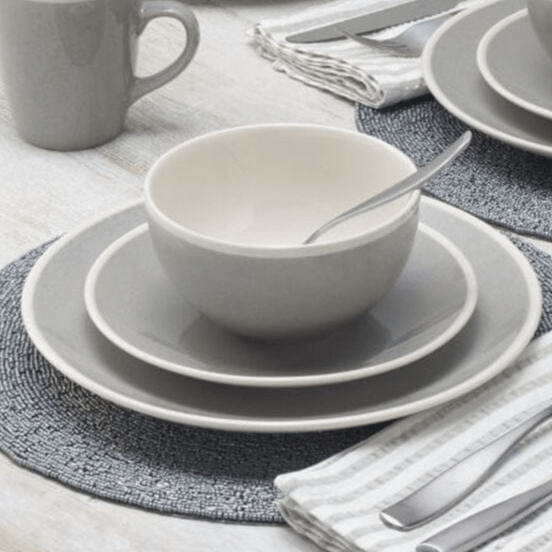 Melanie Gray 32-Piece Dinnerware Set - Service for 8 - Elegant Porcelain Plates, Bowls & Mugs - Perfect for Family Dinners, Entertaining Guests & Holiday Gatherings