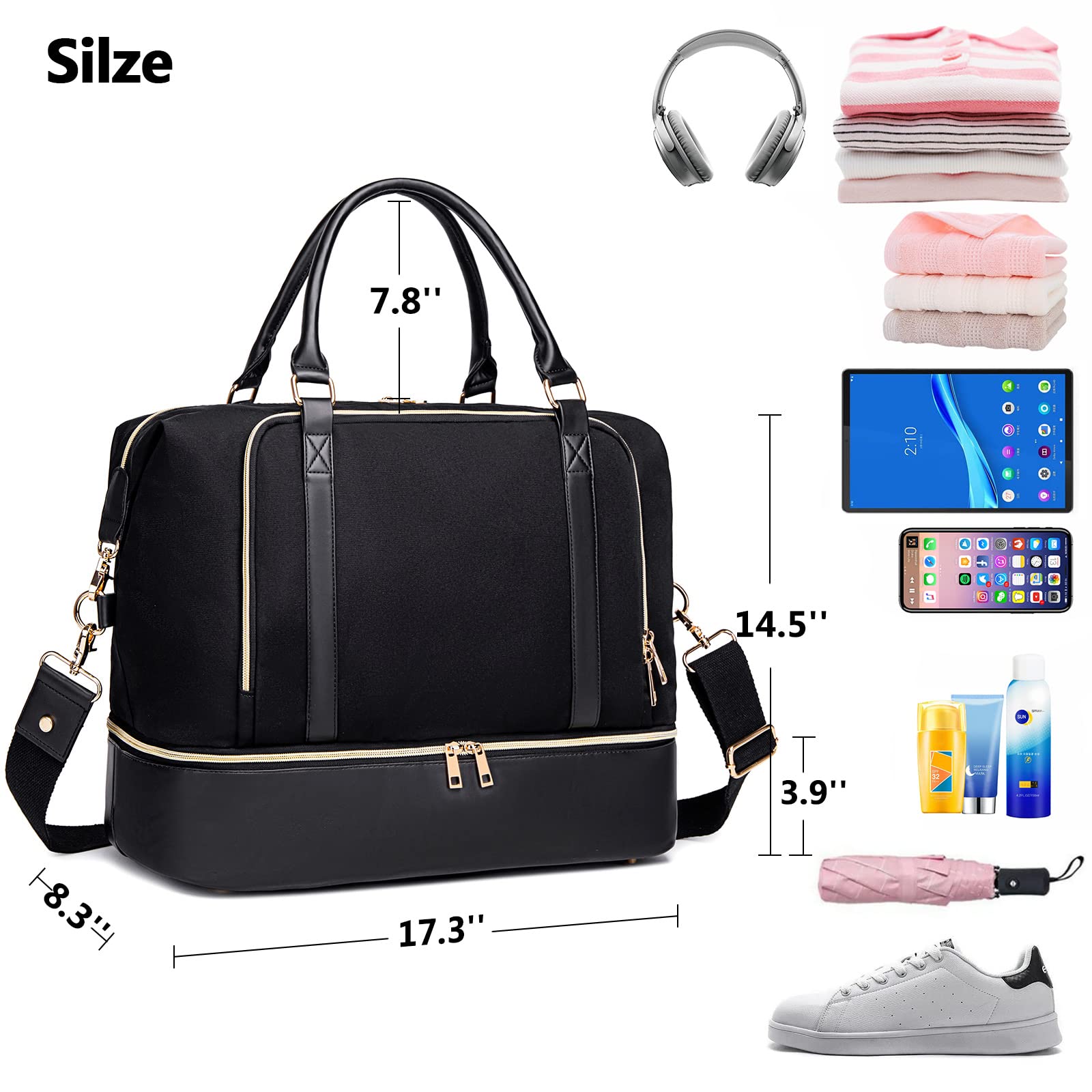CAMTOP Women's Travel Weekender Bag - Overnight Duffel Carry-On Tote with 15.6 Inch Laptop Compartment, Perfect for Business Trips and Weekend Getaways