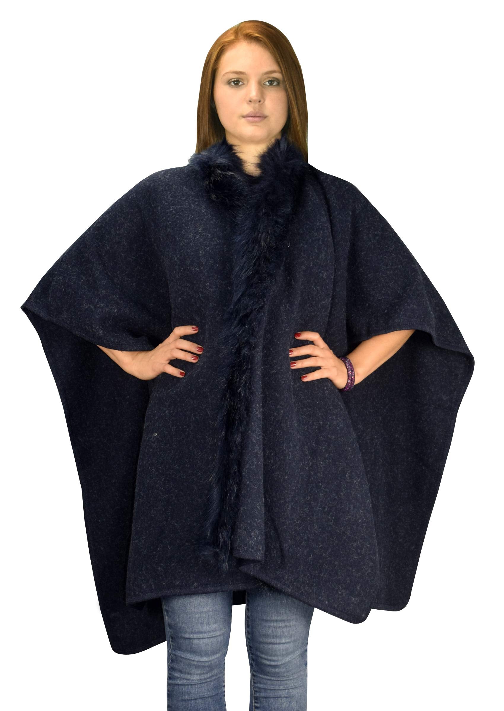 Women's Faux Fur Poncho Sweater - Cozy Oversized Pullover Cape for Fall & Winter - Perfect for Casual Outfits, Lounging at Home, and Outdoor Activities