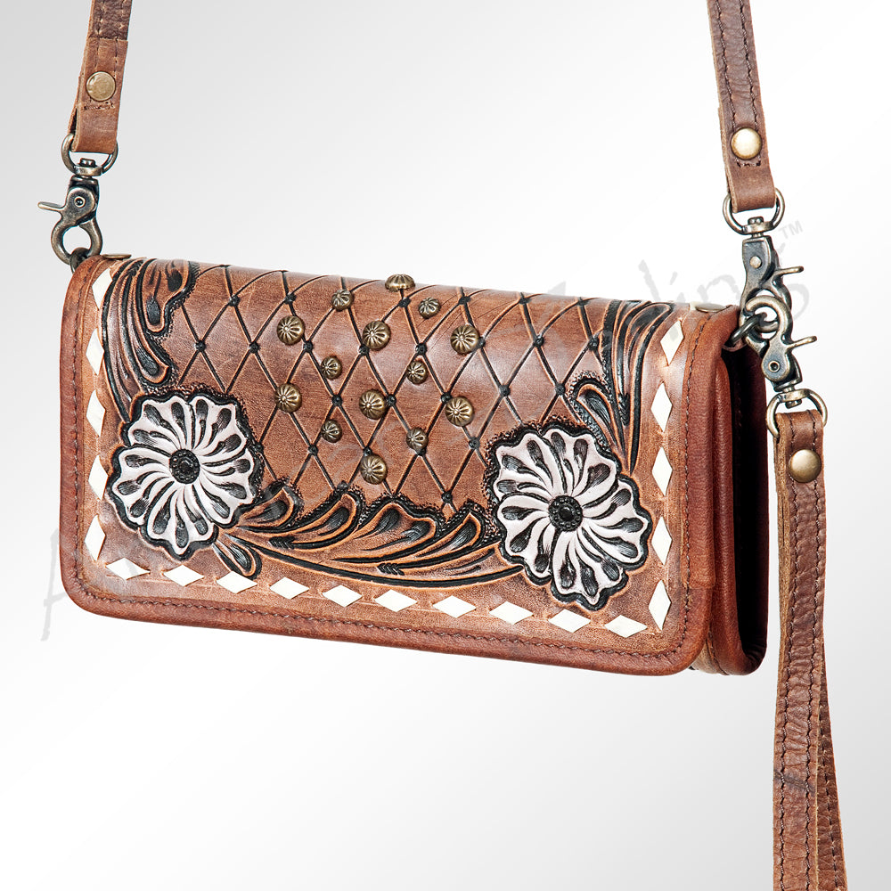 American Darling ADBG486A Genuine Leather Women's Wallet - Hand Tooled Western Style Purse for Everyday Use & Cowgirl Fashion Accessories