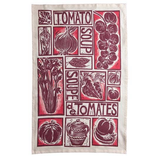 Kate Guy Prints Tomato Soup Recipe Tea Towel - Vintage Kitchen Decor, Farmhouse Style Dish Towel for Cooking, Baking & Gift Giving
