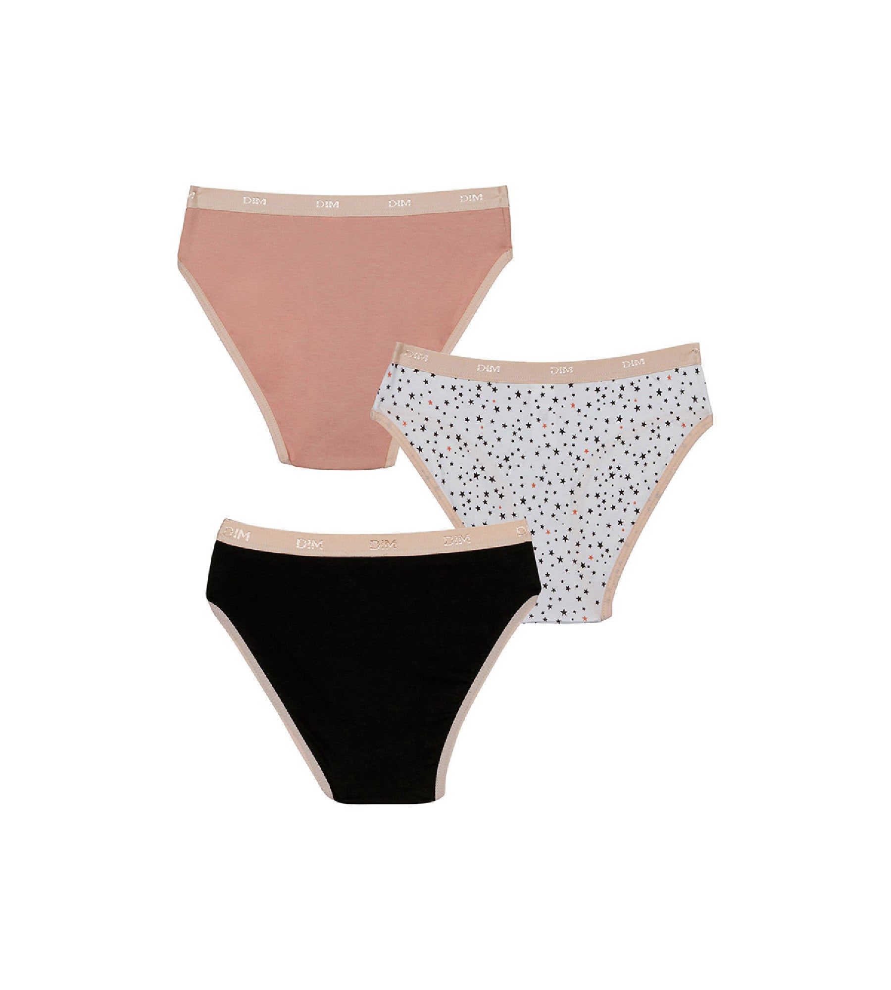 3 Pack Girls Cotton Stretch Underwear with Star Print - Black & Pink | Comfortable for Everyday Wear, School, and Playtime