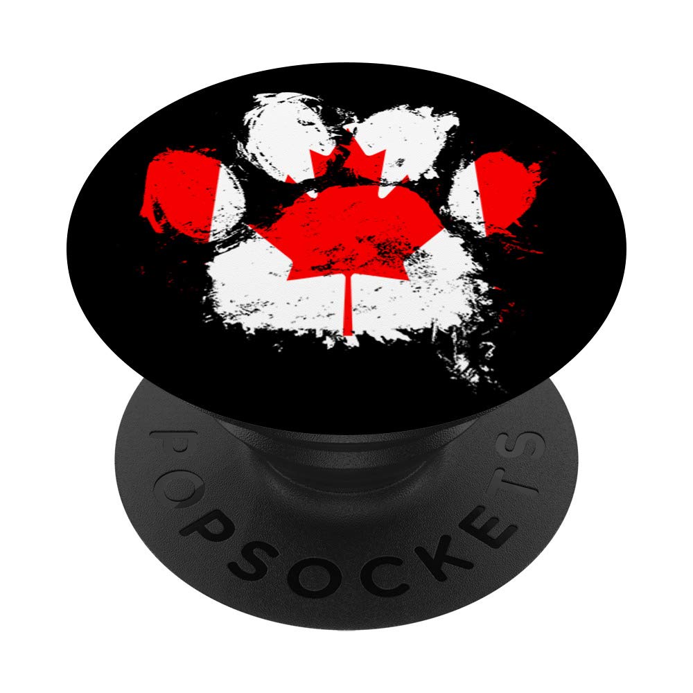 Canadian Flag Dog Paw Print PopSockets - Phone Grip & Stand for iPhone, Samsung, Tablets - Perfect for Patriotic Pet Lovers & Outdoor Adventures