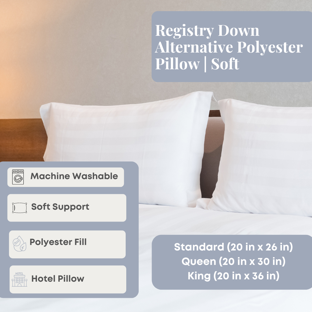 Soft Hypoallergenic Down Alternative Polyester Pillow for Side, Back & Stomach Sleepers - Perfect for Bed, Sofa & Travel Use