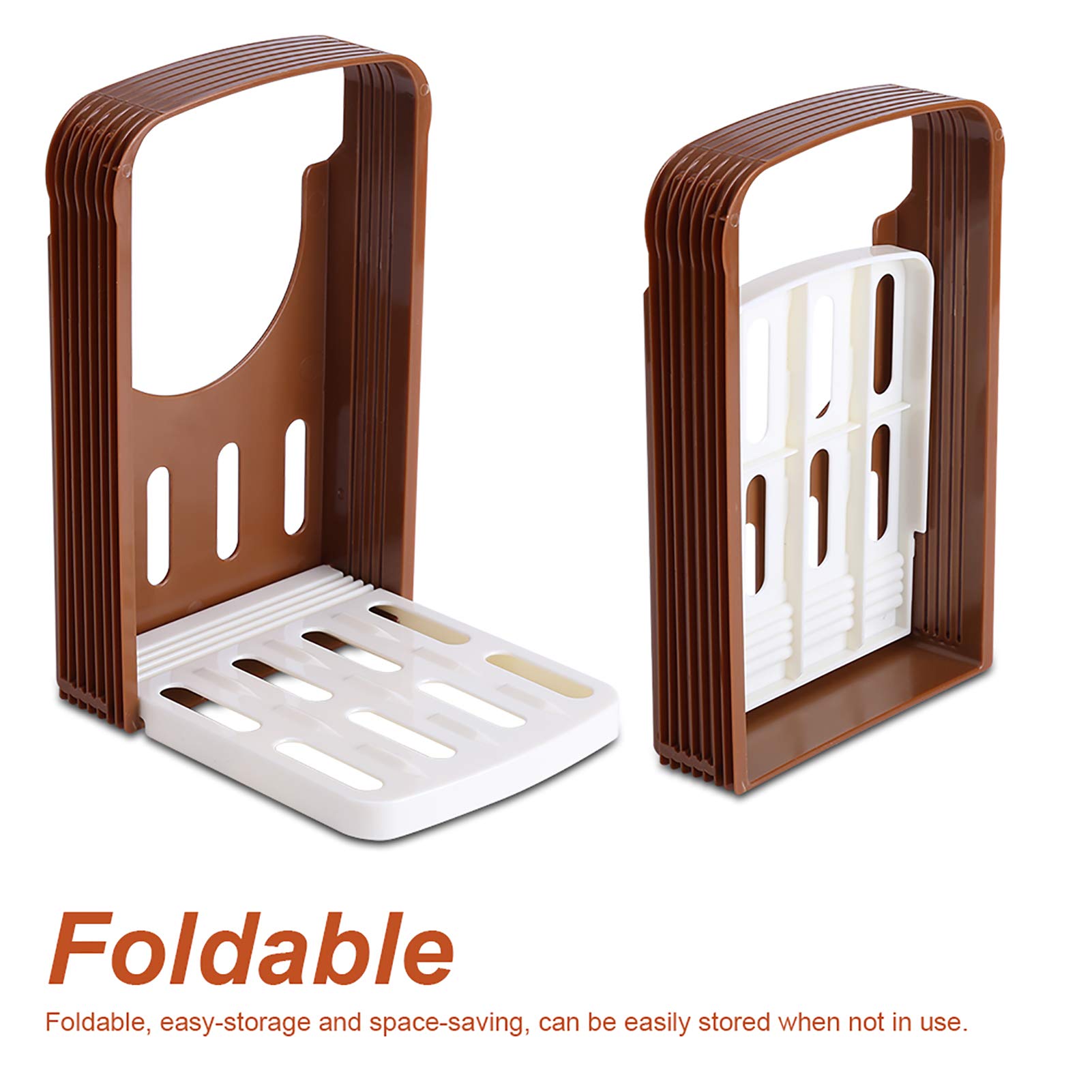 Best Foldable Bread Slicer - ABS Plastic Bread Cutter in Brown - Perfect for Homemade Bread, Sandwiches & Toast - Ideal for Kitchen, Camping & Picnics