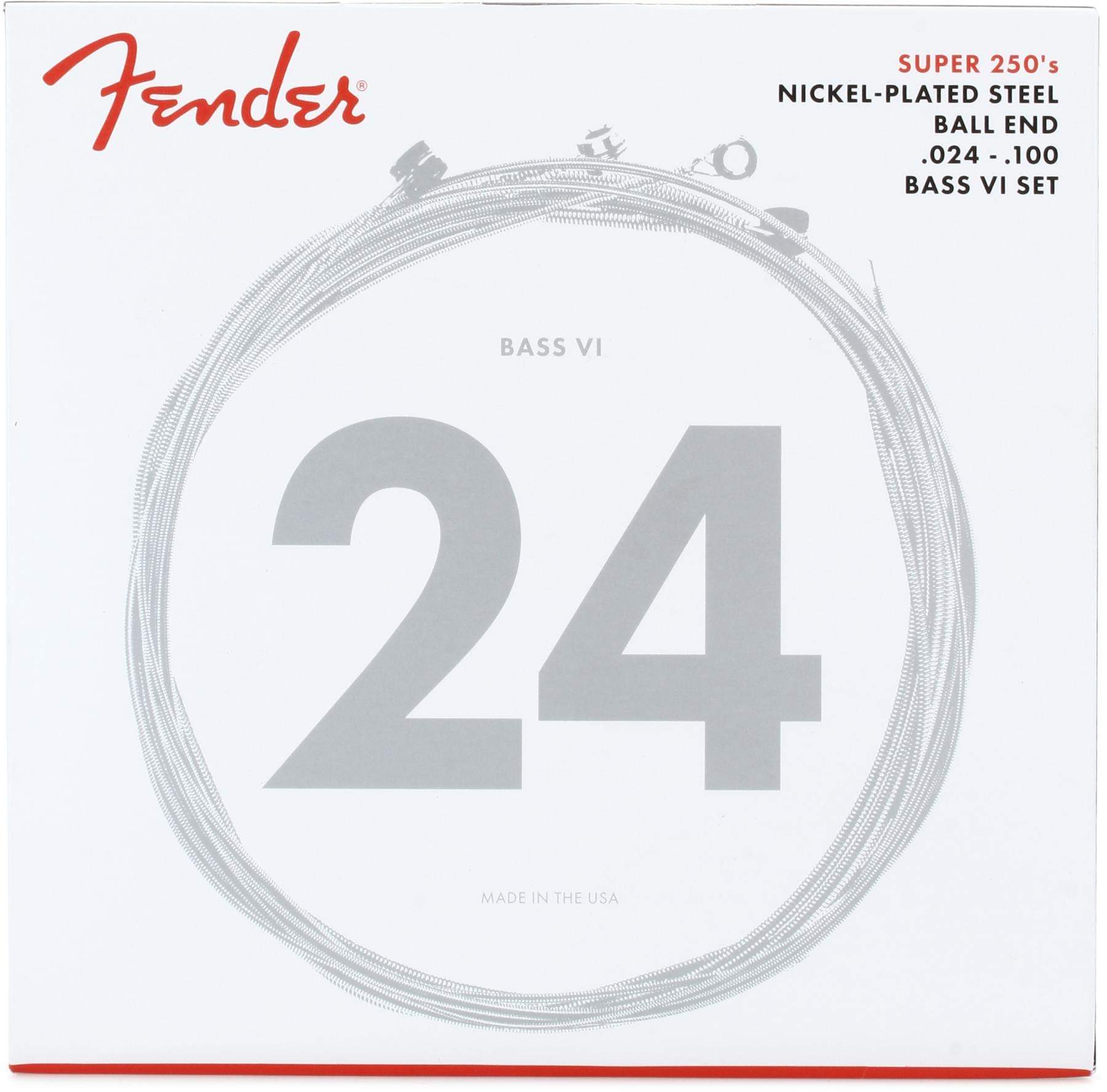 Fender Super 250 Electric Guitar Strings - Nickel Plated Steel, Ball End, 250BVI Bass VI .024-1.00 Gauge - Perfect for Rock, Blues & Jazz Performances
