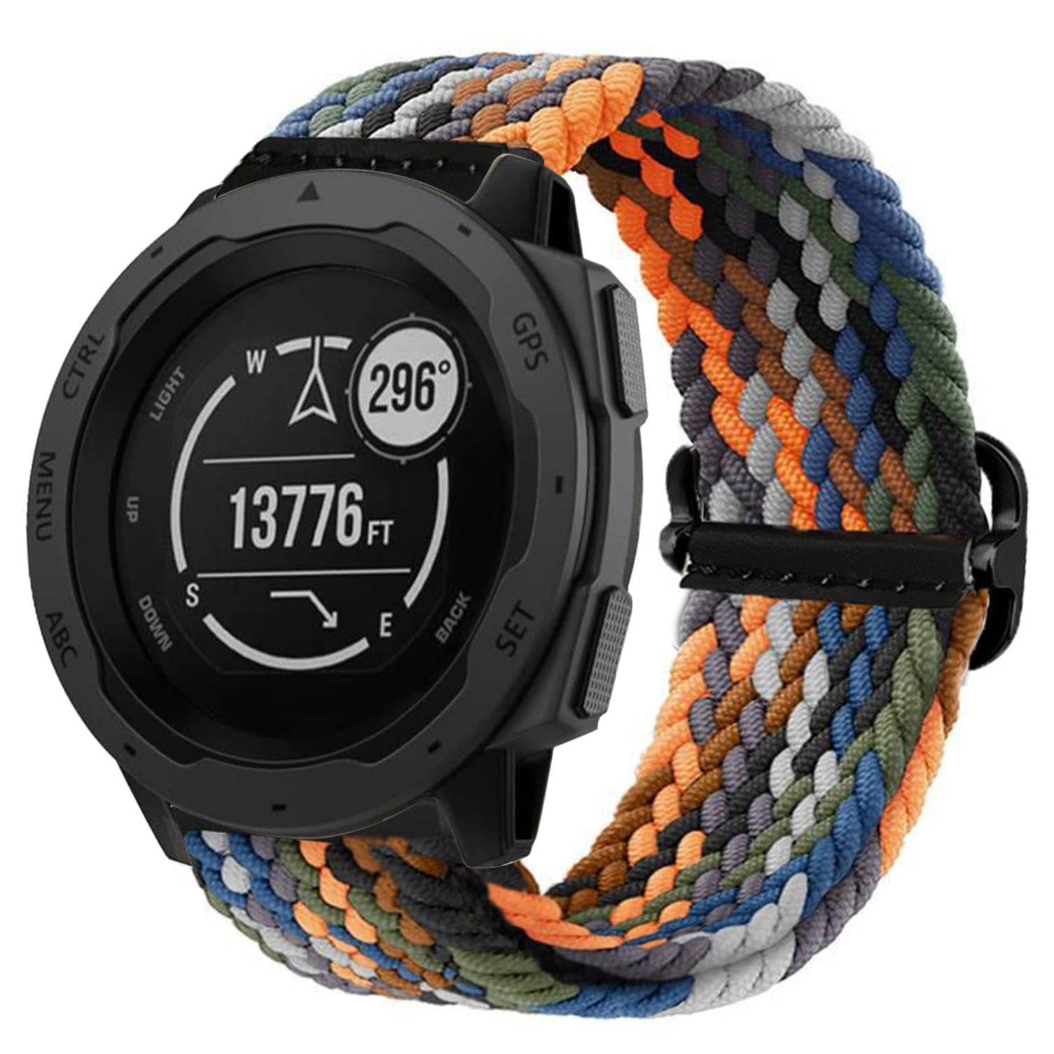 Abanen 22mm Stretchy Solo Loop Watch Band for Garmin Instinct 2 Solar - Soft Elastic Adjustable Braided Wrist Strap with Buckle - Compatible with Instinct Crossover Solar, Tactical & Esports Models - Perfect for Running, Hiking & Everyday Wear