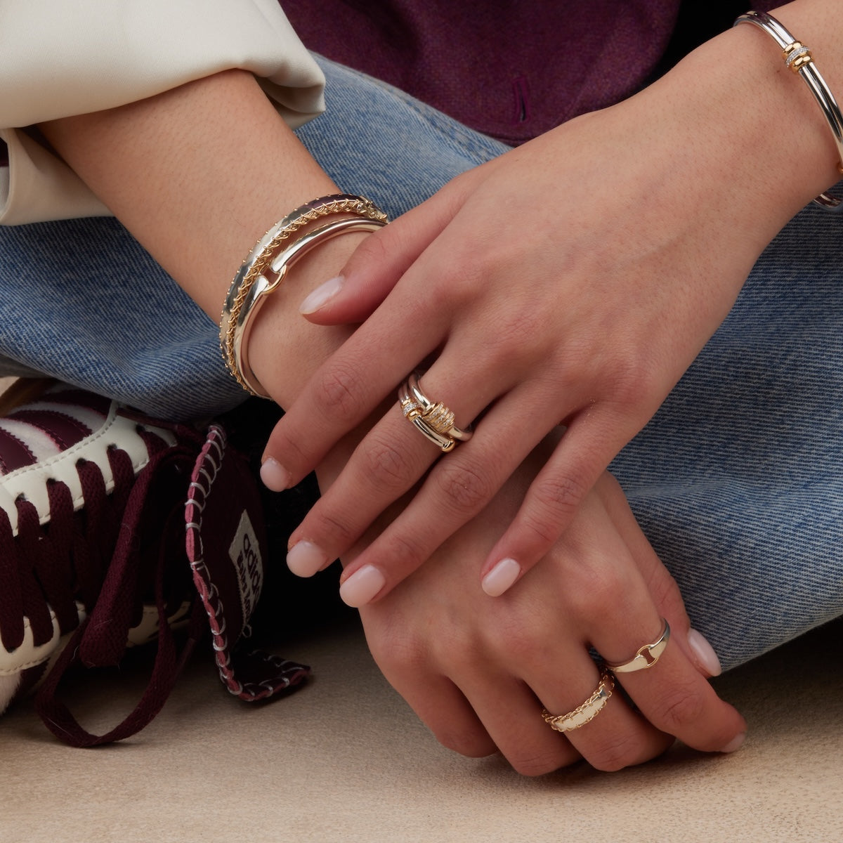 Two Tone Spinning Latch Ring - Elegant Adjustable Jewelry for Women | Perfect for Everyday Wear, Date Nights & Special Occasions