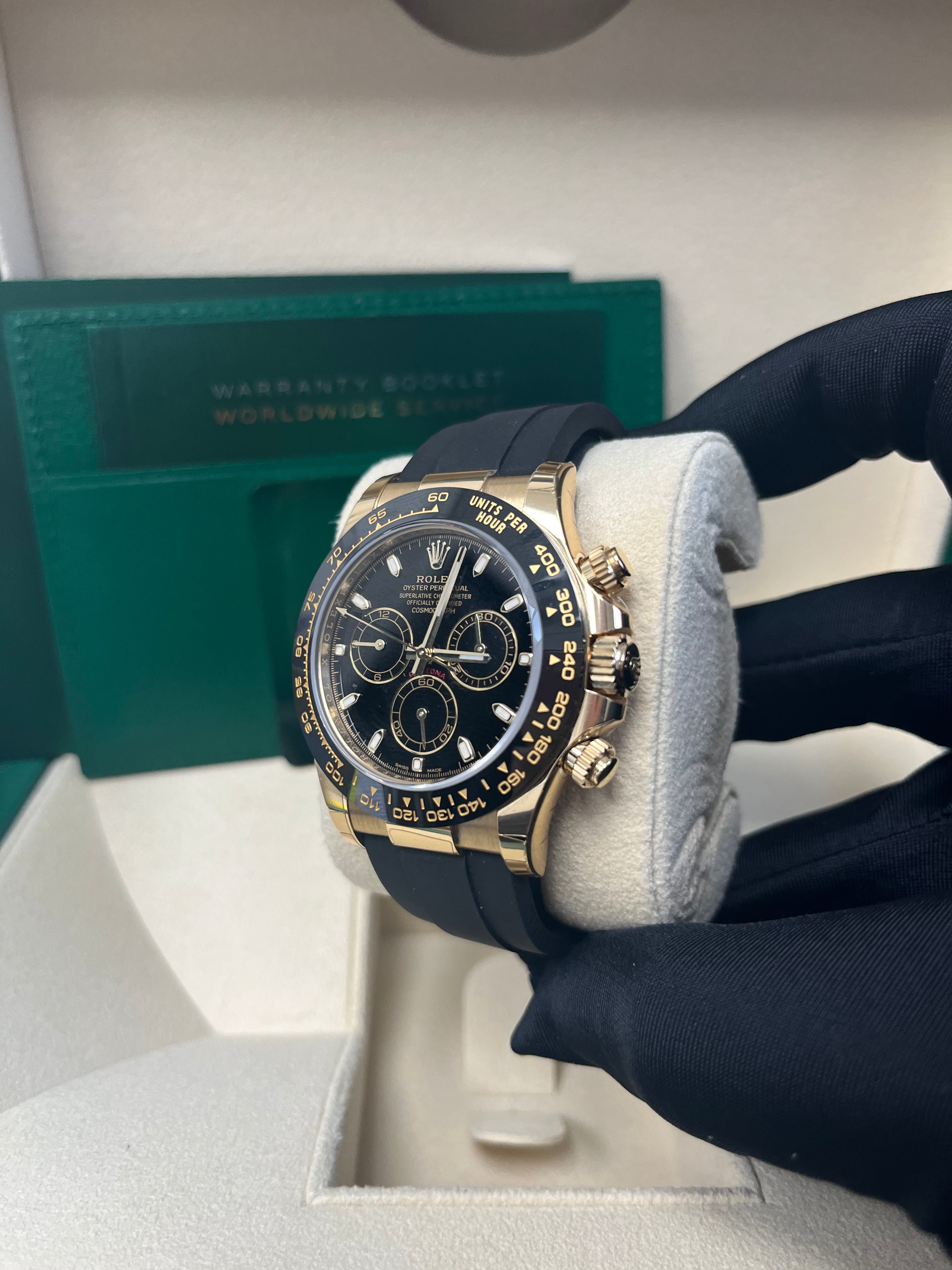 Rolex Daytona 40mm Yellow Gold Men's Watch - Black Index Dial & Oysterflex Strap 116518LN | Luxury Sports Chronograph for Racing Enthusiasts & Collectors