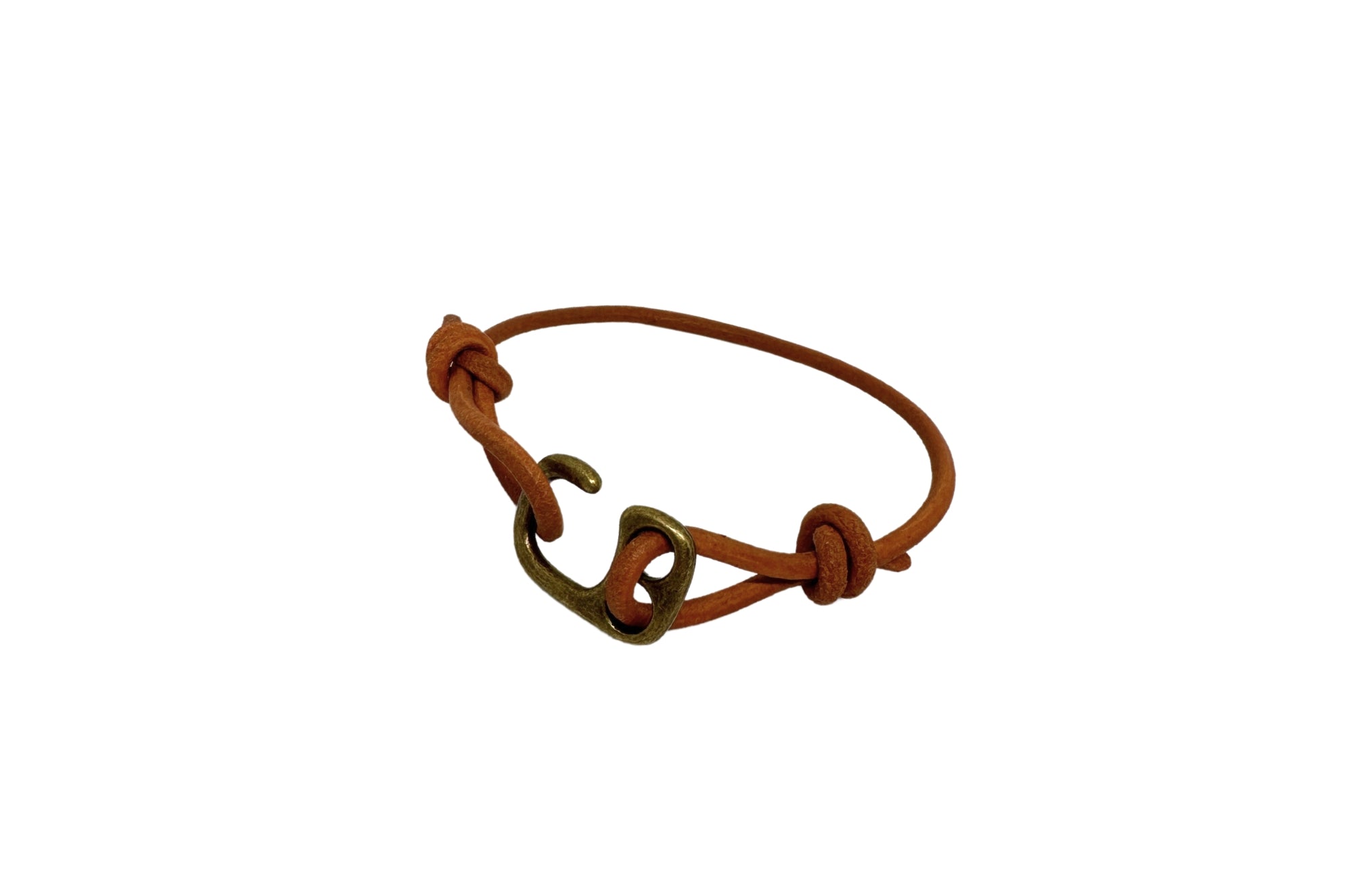 Handmade Brass Hook Knot Leather Bracelet for Men & Women - Boho Chic Adjustable Wristband for Casual Wear, Gifts & Festival Fashion