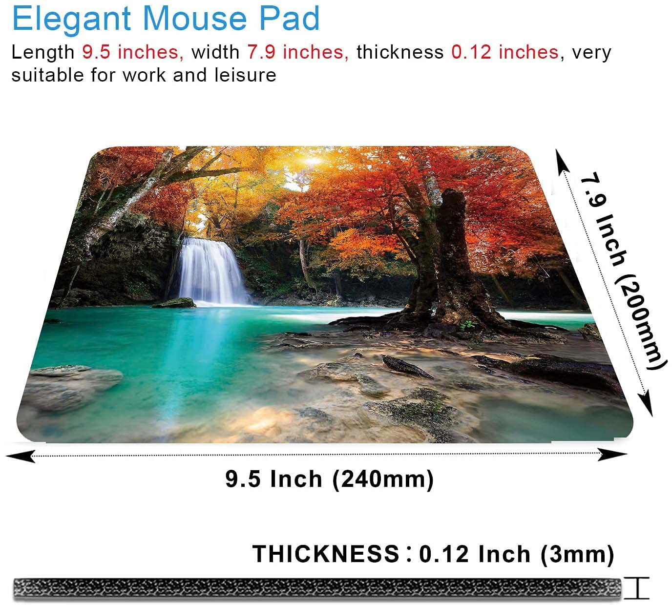 Non-Slip Deep Forest Waterfall Gaming Mouse Pad - Ergonomic Rubber Base Computer Mousepad for PC, Laptop & Office Use - Cute Aesthetic Mousepad Design for Women - Perfect for Gaming, Work & Home Office Setup