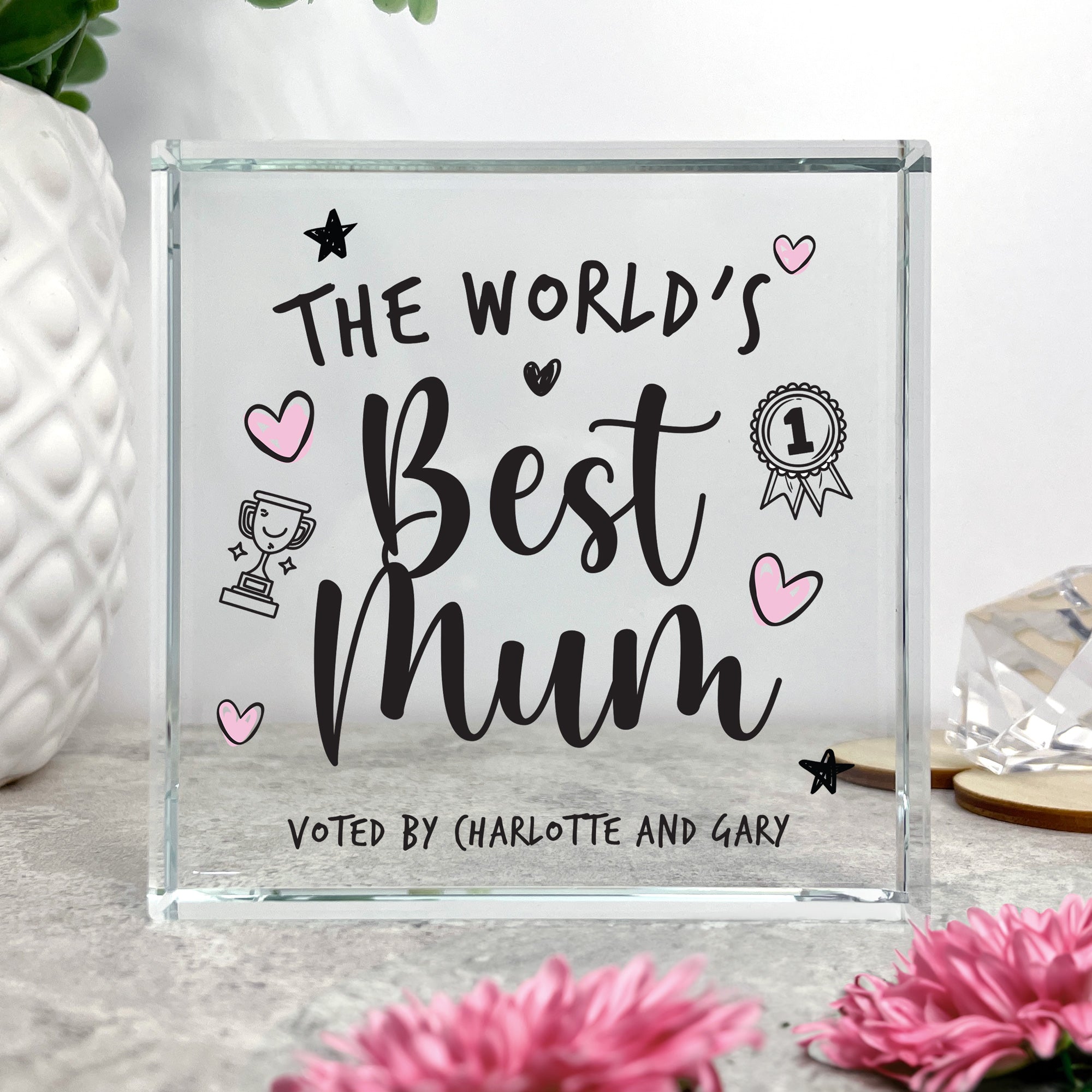 Personalized 'World's Best Mom' Crystal Keepsake Gift - Perfect for Mother's Day, Birthday & Anniversary Celebrations