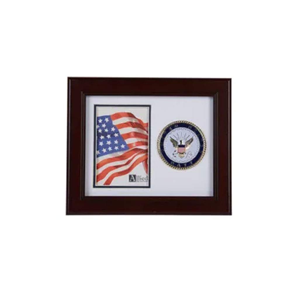 U.S. Navy Medallion Portrait Picture Frame - 4x6 Inch Military Display Case for Wall Mounting | Perfect for Navy Veterans, Patriotic Home Decor & Military Memorabilia Collection