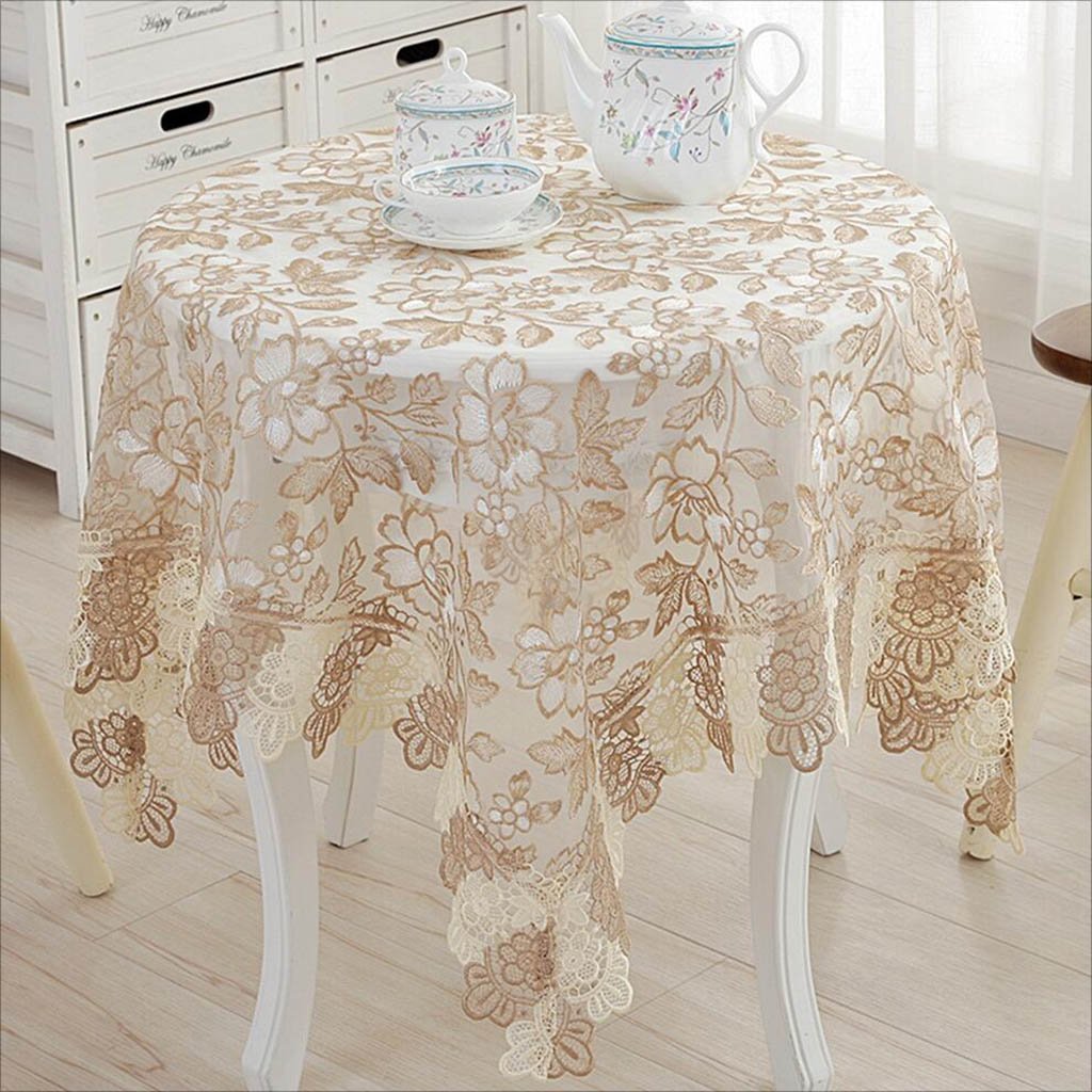 FUTER Round Lace Tablecloth 90x90cm - Elegant Restaurant, TV Cabinet, Coffee Table Cover - Perfect for Dining Room, Living Room, and Kitchen Decor (Color B)