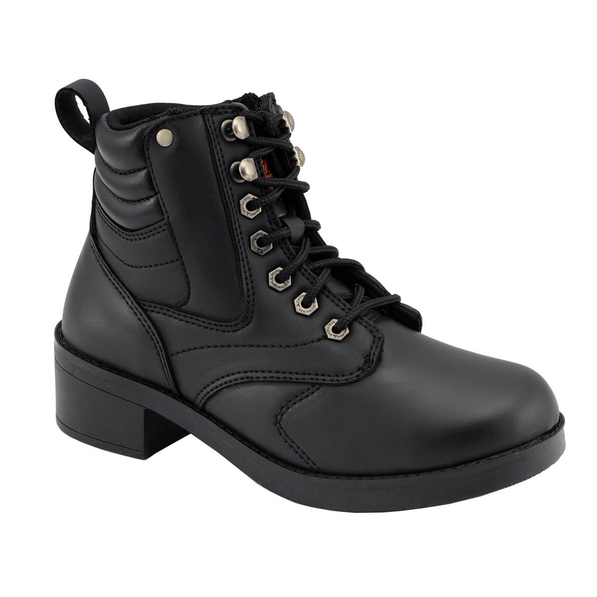 Milwaukee Leather MBK9275 Boys Black Lace-Up Boots with Side Zipper - 1.5 Inch Heel - Durable Leather Shoes for Kids - Perfect for School, Outdoor Play & Casual Wear