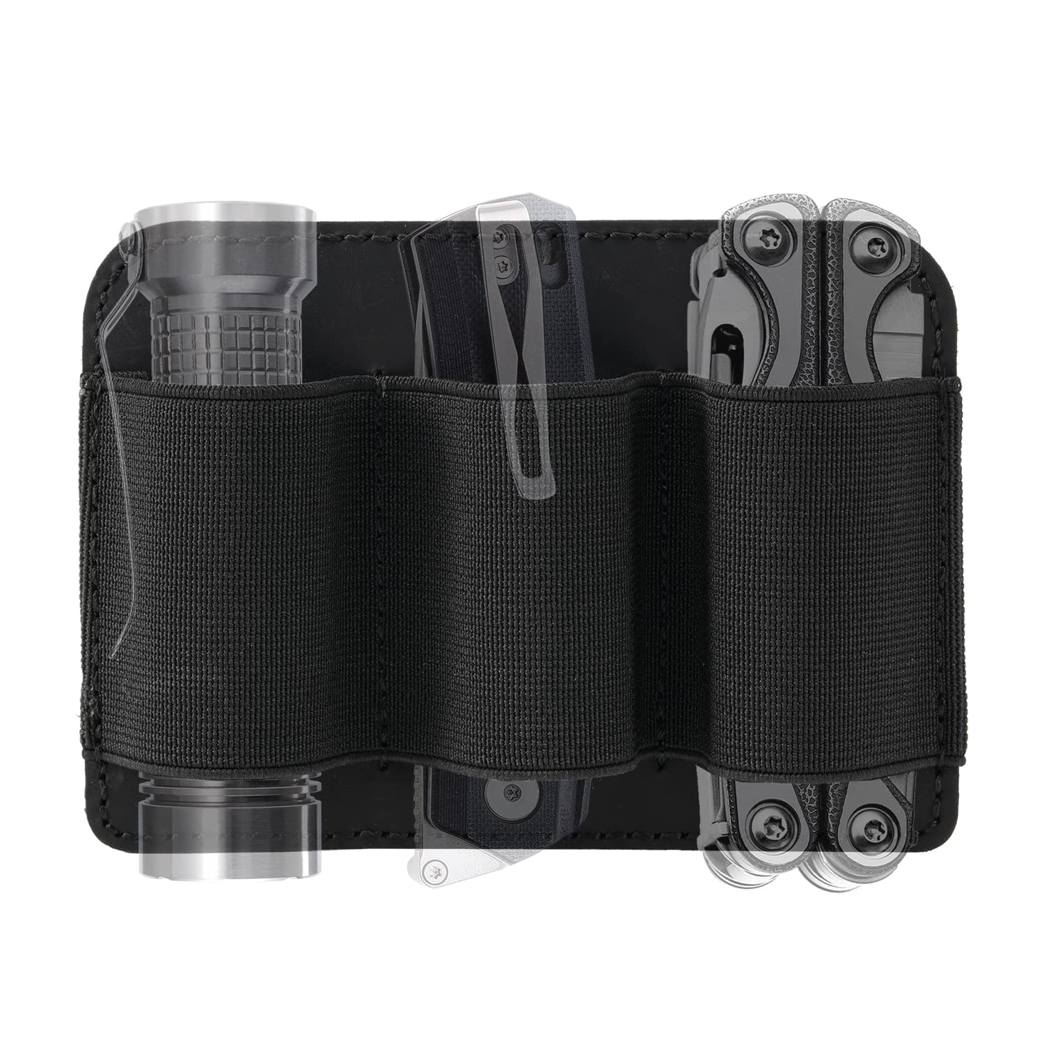 Viperade PL6 EDC Elastic Organizer Patch with Hook - Side Leather EDC Holder Patch for Tactical Pen, Flashlight, Battery & Gears - Perfect for Organizing Your Everyday Carry Bag, Backpack or Tactical Vest