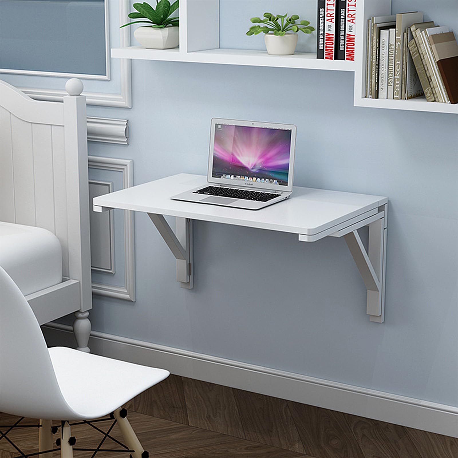 MM MELISEN Wall Mounted Folding Table - Space Saving Laundry Room Desk, Fold Down Workstation for Small Spaces, Kids Floating Study Desk (Perfect for Laundry, Kitchen, Dining, Home Office & Small Apartments)