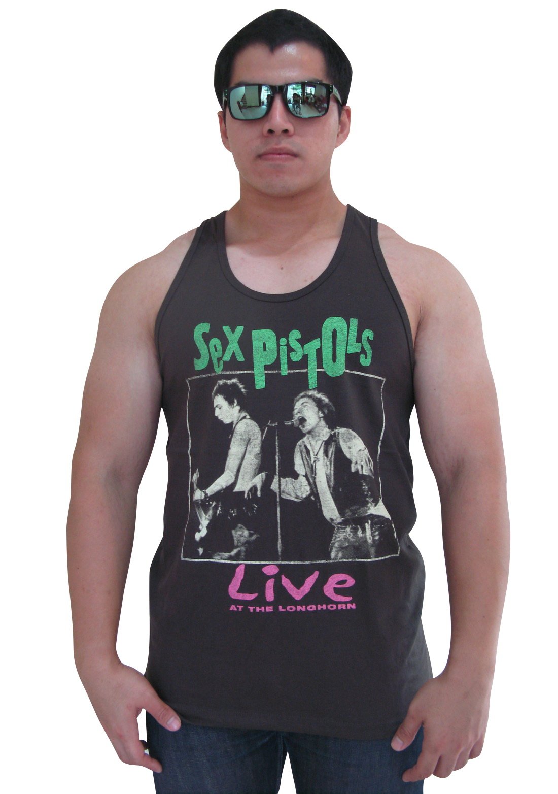 Bunny Brand Men's Sex Pistols Live At The Longhorn Graphic T-Shirt & Tank Top - Black | Punk Rock Band Tee for Concerts, Casual Wear & Vintage Music Fans