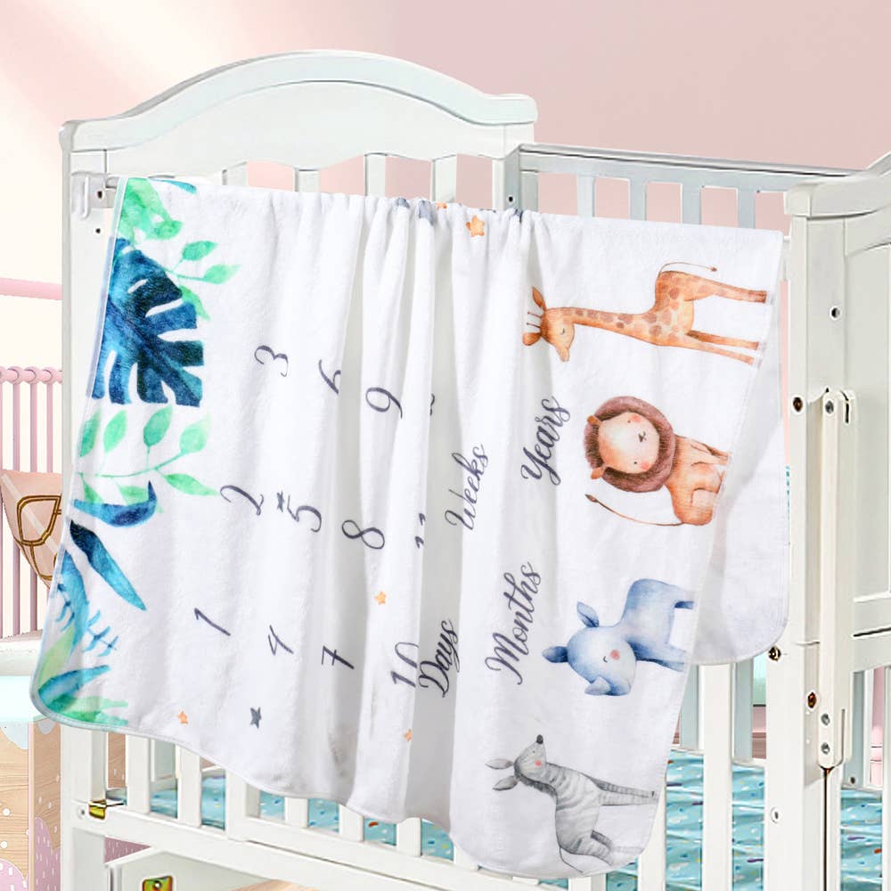 Baby Monthly Milestone Blanket - Soft & Photographic Growth Tracker for Newborns - Perfect for Monthly Photo Shoots, First Birthday & Nursery Decor