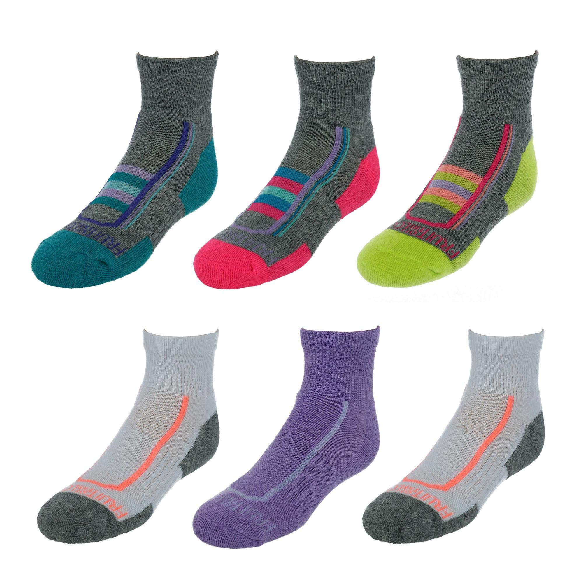 Fruit of the Loom Girls' Cushioned Ankle Socks 6-Pack - Soft Breathable Athletic Socks for Running, Sports & Everyday Wear