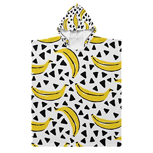 Banana Print Kids Hooded Beach Towel - Soft & Absorbent Toddler Bath Towel for Boys & Girls Ages 2-7 | Perfect for Swimming, Beach Trips & Poolside Fun