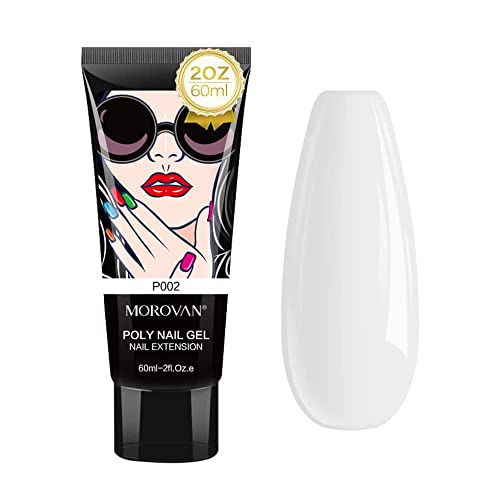 Morovan White Poly Gel Nail Kit - 60ml Builder Gel for Nail Extensions & Art | Professional Salon-Quality DIY Nail Design | Perfect for Beginners & Experts | Home Manicure & Nail Salon Use