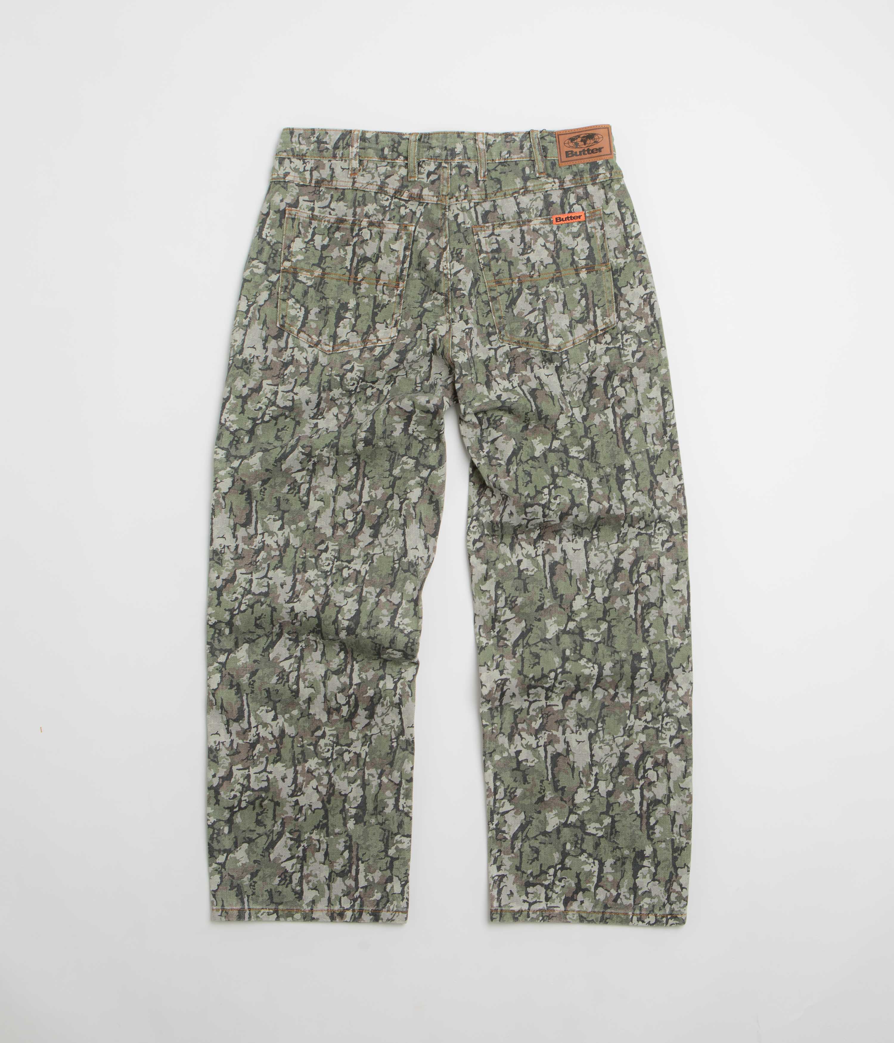 Butter Goods Bark Camo Jeans - Army Green Camouflage Denim Pants for Men | Streetwear Fashion & Outdoor Adventures
