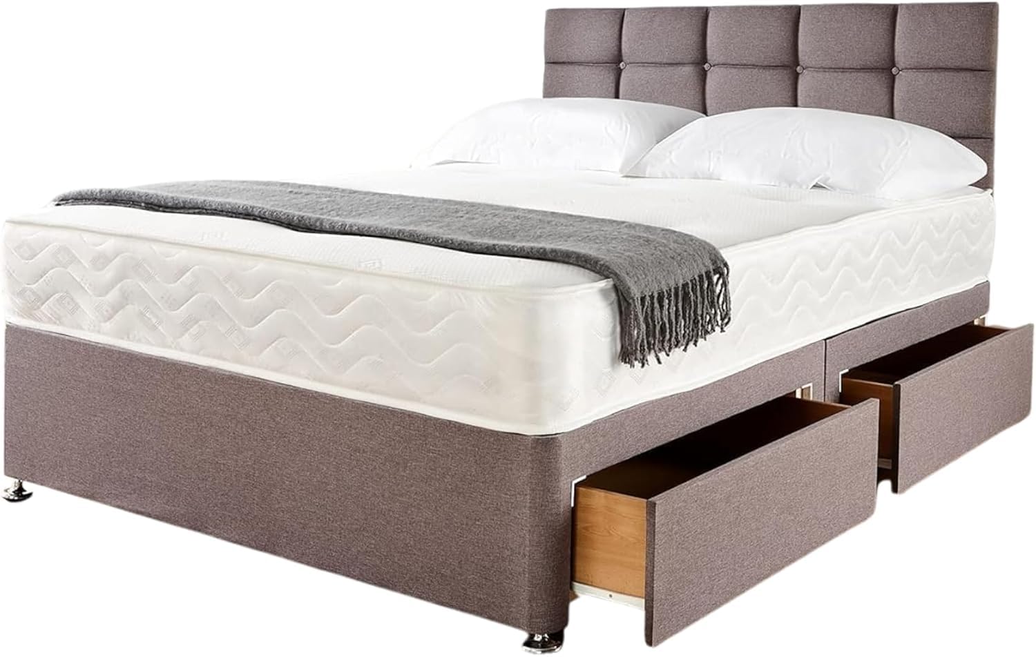 Grey Double Divan Bed with 20