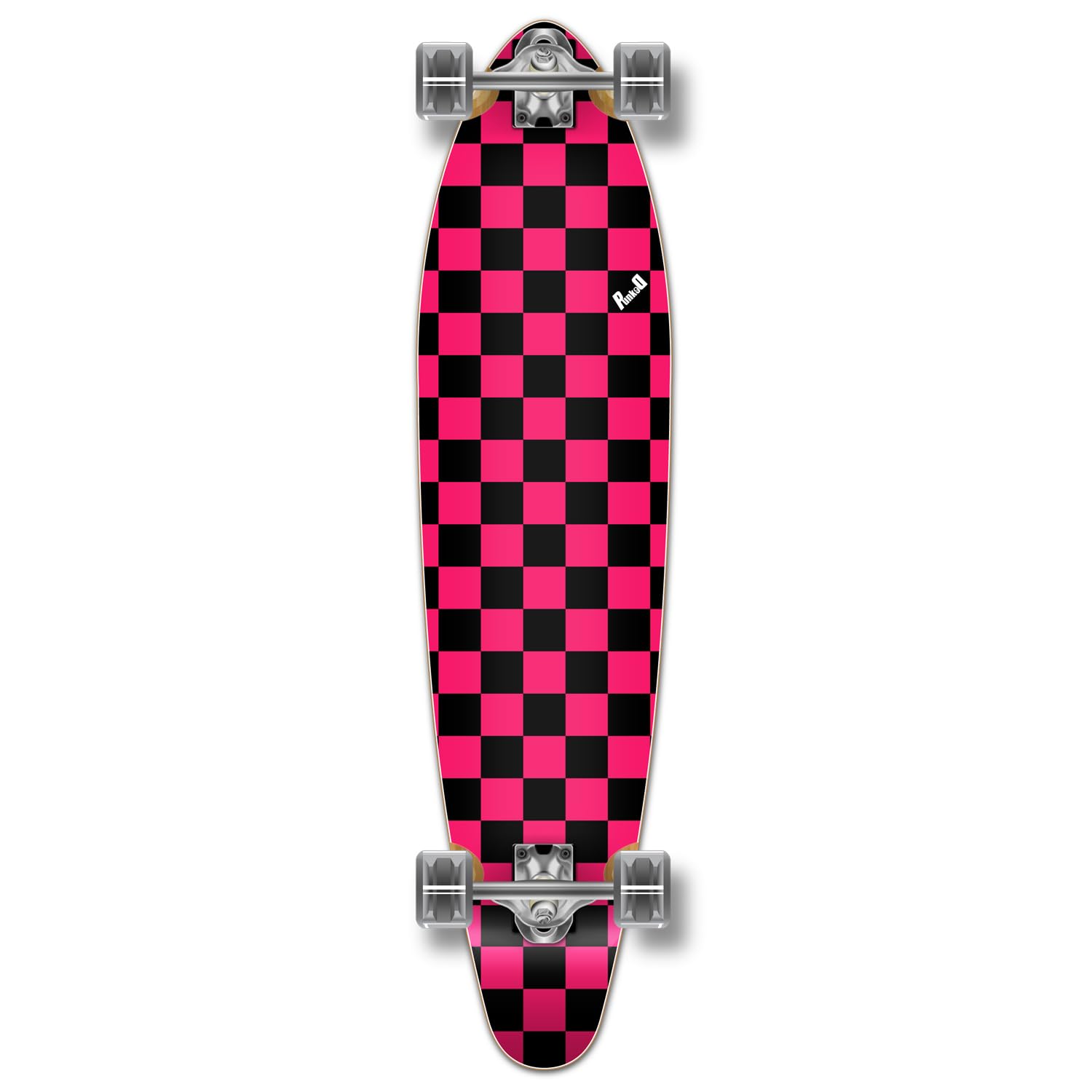 Yocaher Blank & Checker Complete Kicktail Longboard Cruiser Skateboard - Premium 80A BlackWidow Grip Tape, Aluminum Trucks, ABEC-9 Bearings, 70mm Wheels - Perfect for Commuting, Campus Riding & Street Cruising