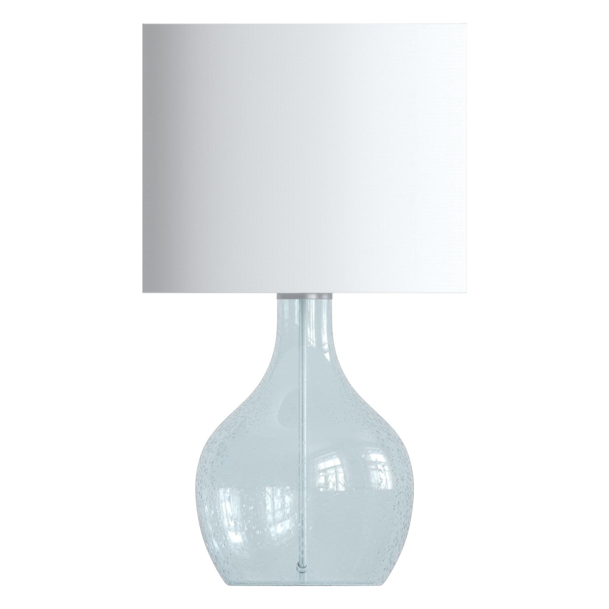 Maxax Coastal Blue Glass Table Lamp with White Shade - 22 Inch Tall End Table Lamp for Living Room, Bedroom, Office & Nightstand | Perfect for Coastal Decor, Reading Nook & Ambient Lighting