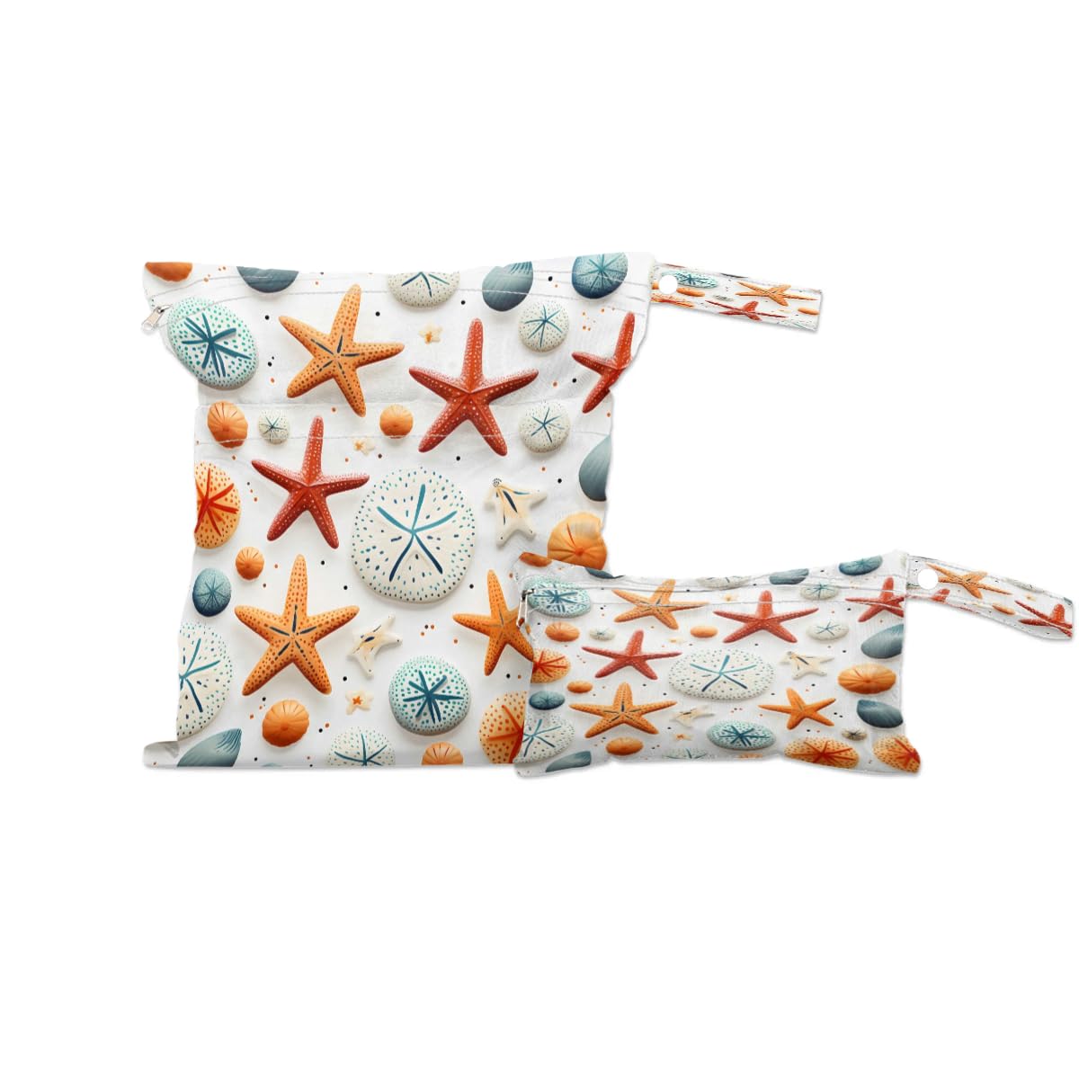 Waterproof Wet Dry Bag 2-Pack - Reusable Travel Laundry Bag for Swimsuits, Cloth Diapers & Gym Clothes | Beach, Pool, Yoga & Gym Storage Solution | Starfish Stone Design Organizer Bags