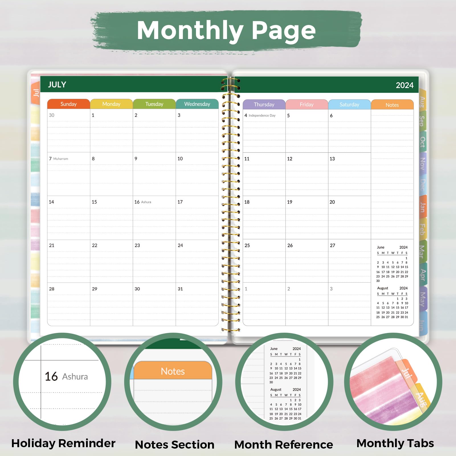 Skydue 2024-2025 Teacher Planner - Academic Year Lesson Plan Book (July 2024 to June 2025) with Monthly Tabs, Spiral Bound, Stickers & Functional Pages - 8.5