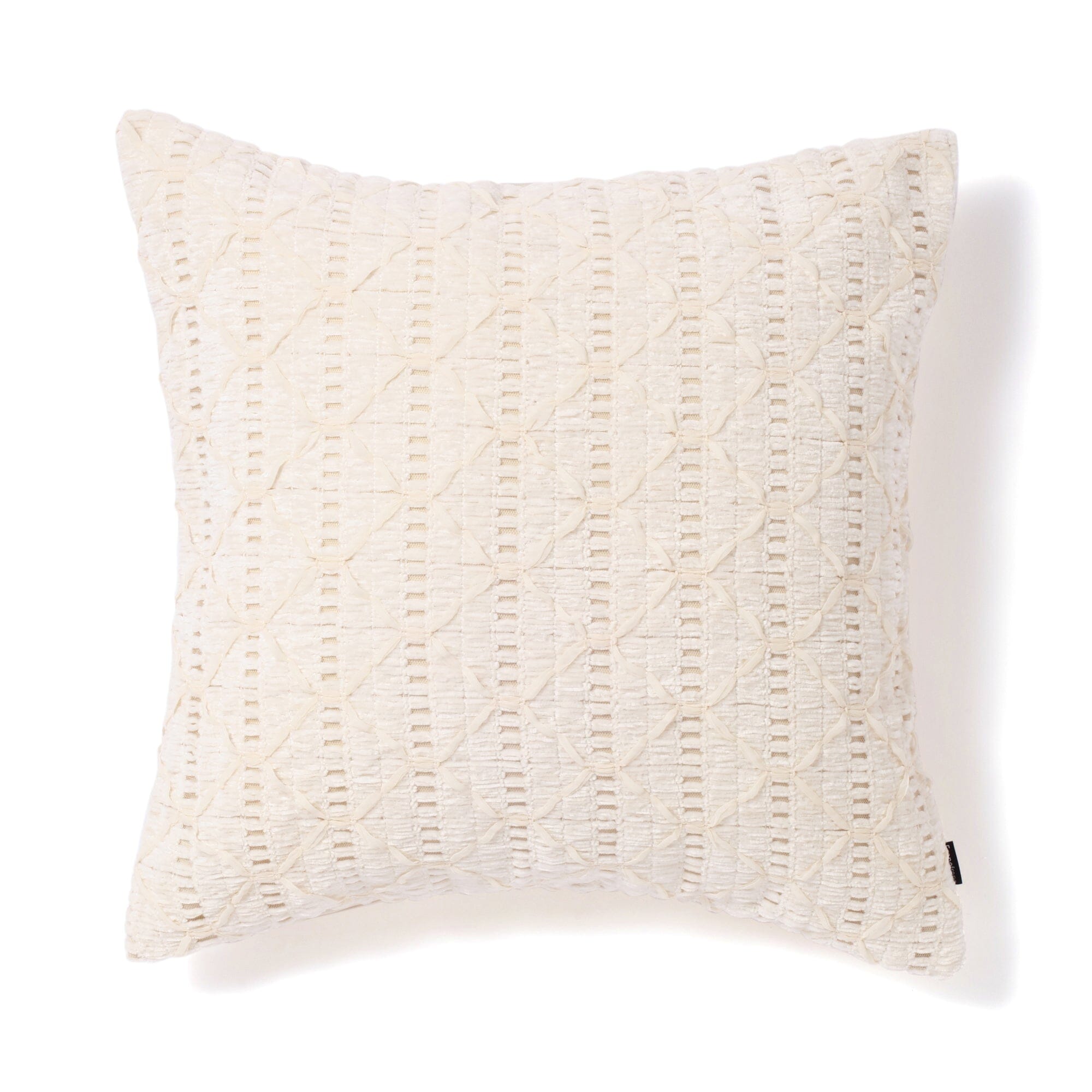 Soft Chenille Ribbon Cushion Cover 18x18 Inches Ivory - Cozy Home Decor for Sofa, Bed & Living Room