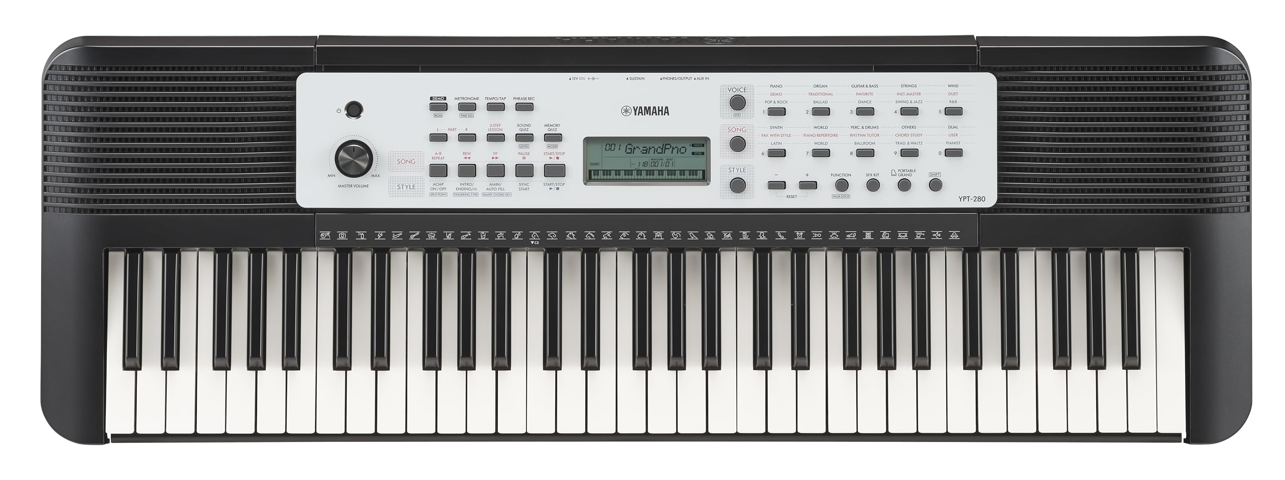 Yamaha YPT-280 61-Key Portable Keyboard for Beginners - Includes Music Stand, Power Adapter & Headphones - Perfect for Home Practice, Music Lessons & Travel
